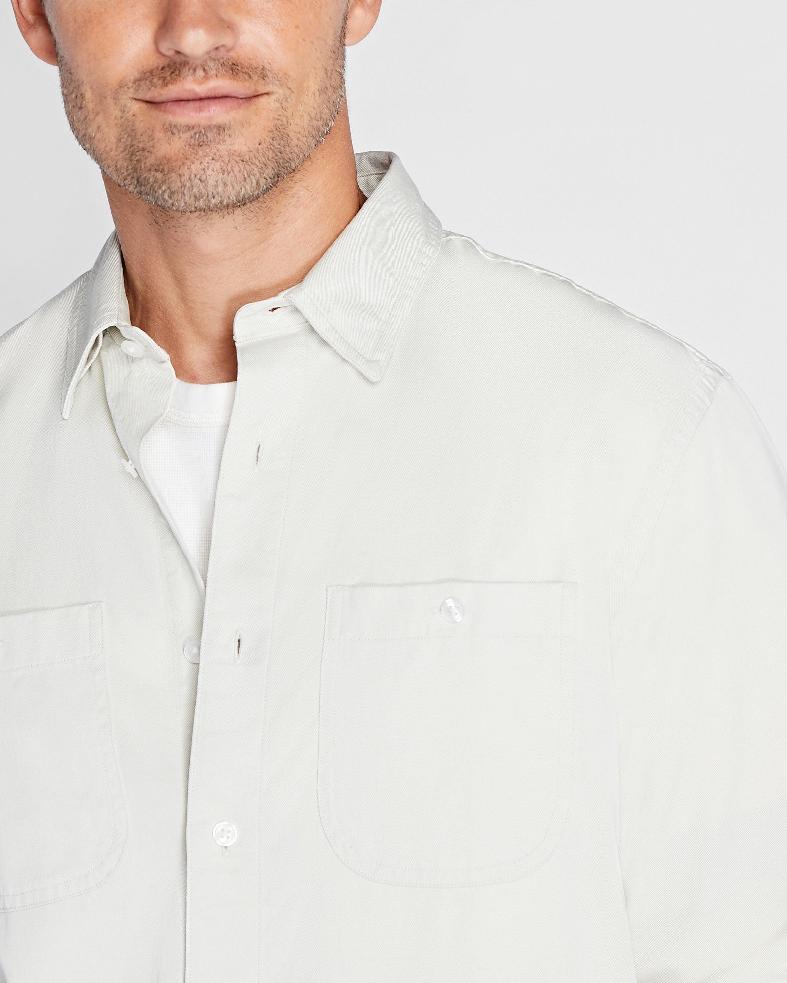 CLUB MONACO - Chemise utilitaire en sergé doux - Ivoire