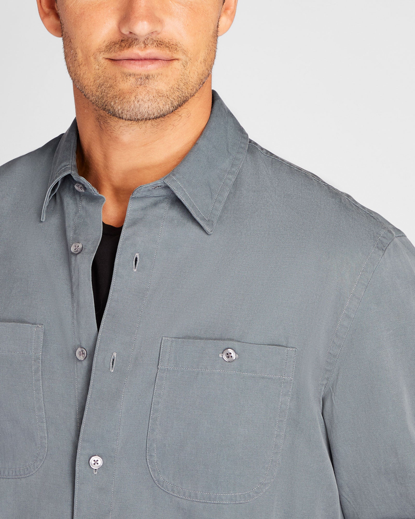 CLUB MONACO - Soft Twill Utility Shirt - Blue