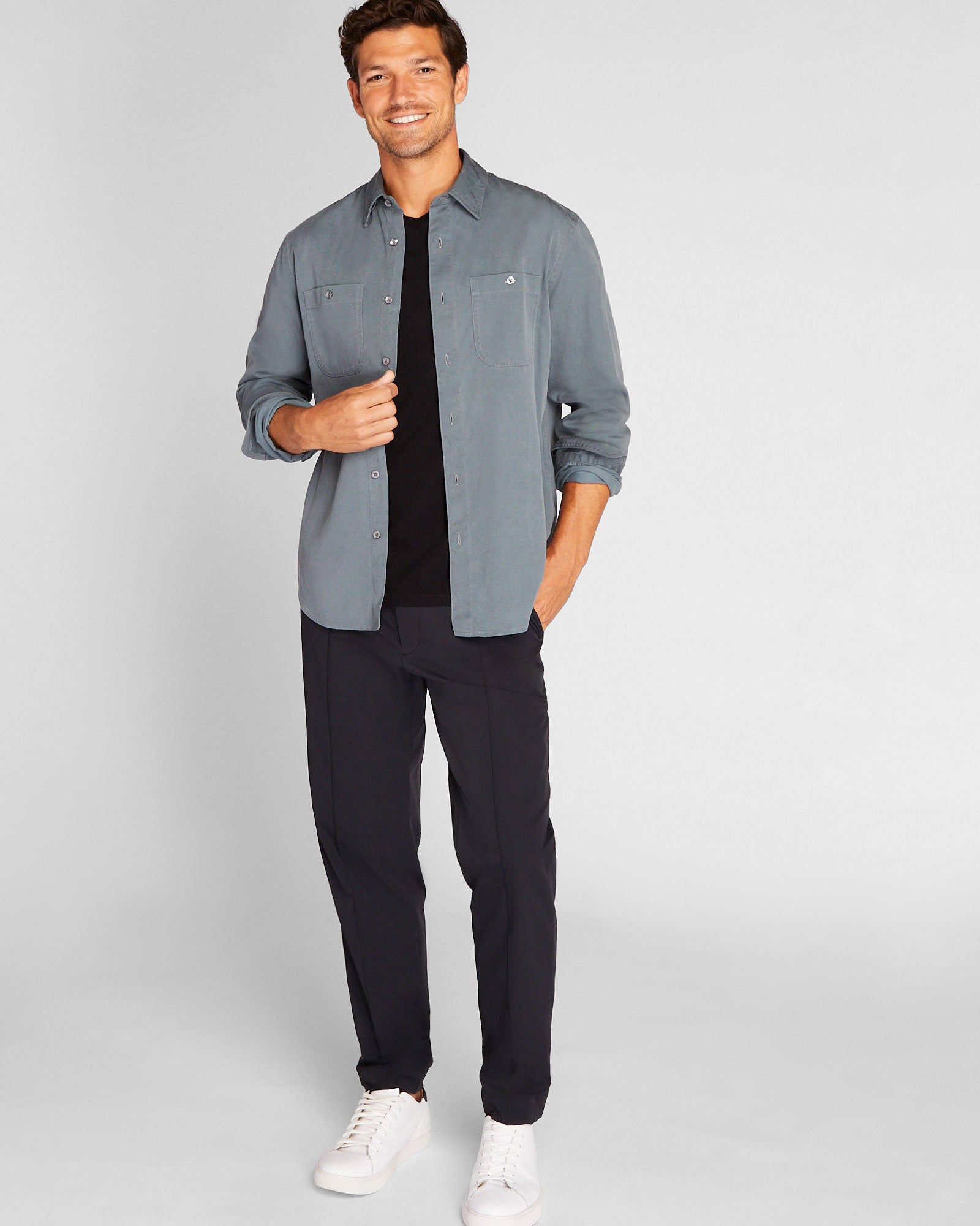 CLUB MONACO - Soft Twill Utility Shirt - Blue