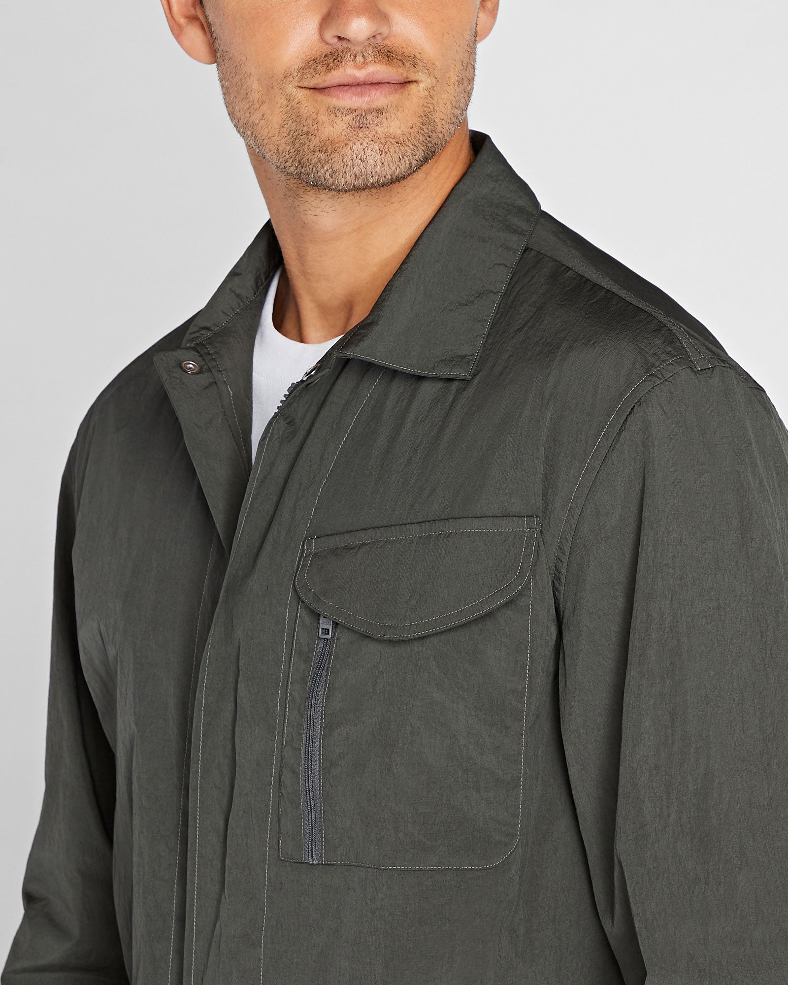 CLUB MONACO - Tech Shirt Jacket - Dark Olive