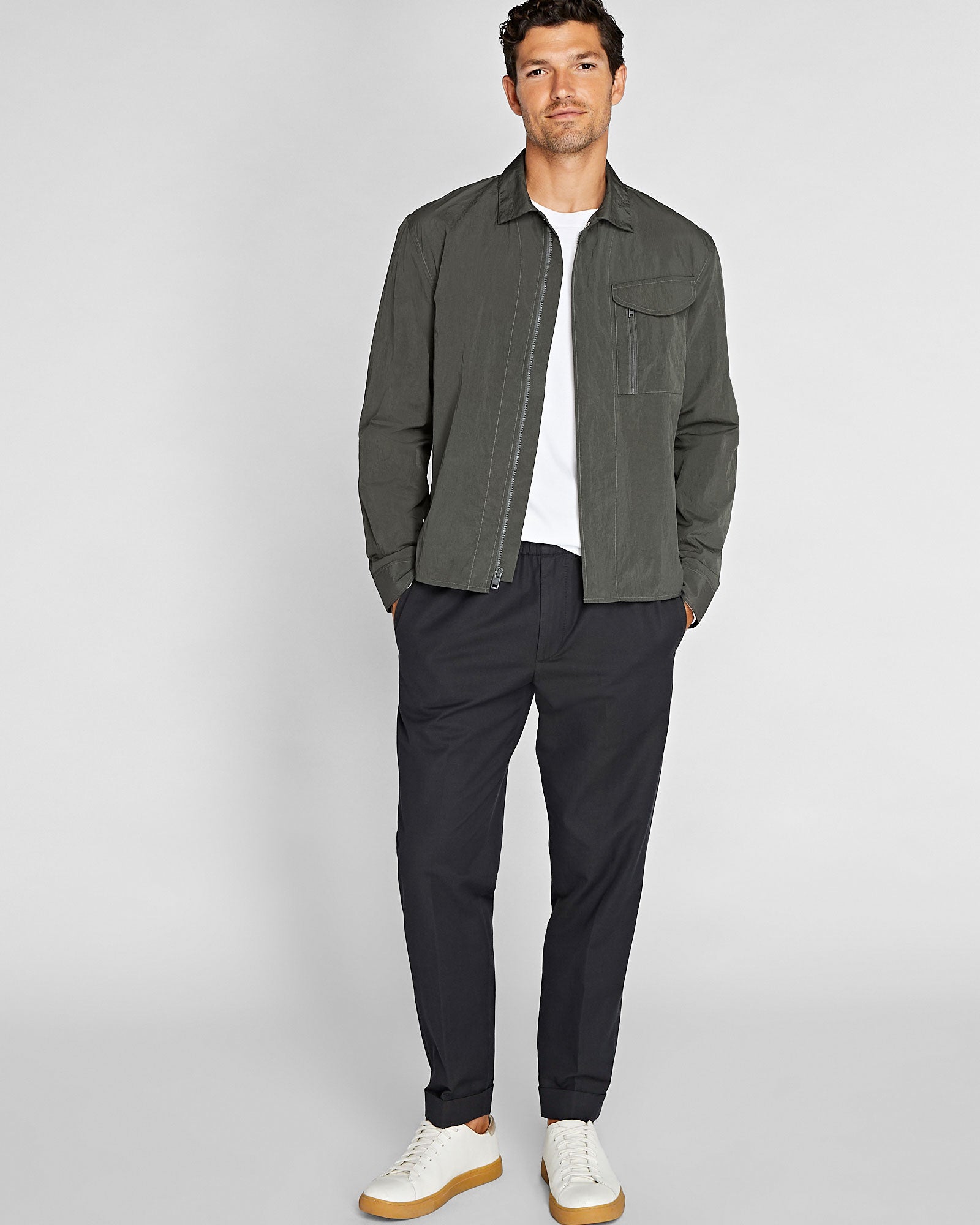 CLUB MONACO - Tech Shirt Jacket - Dark Olive