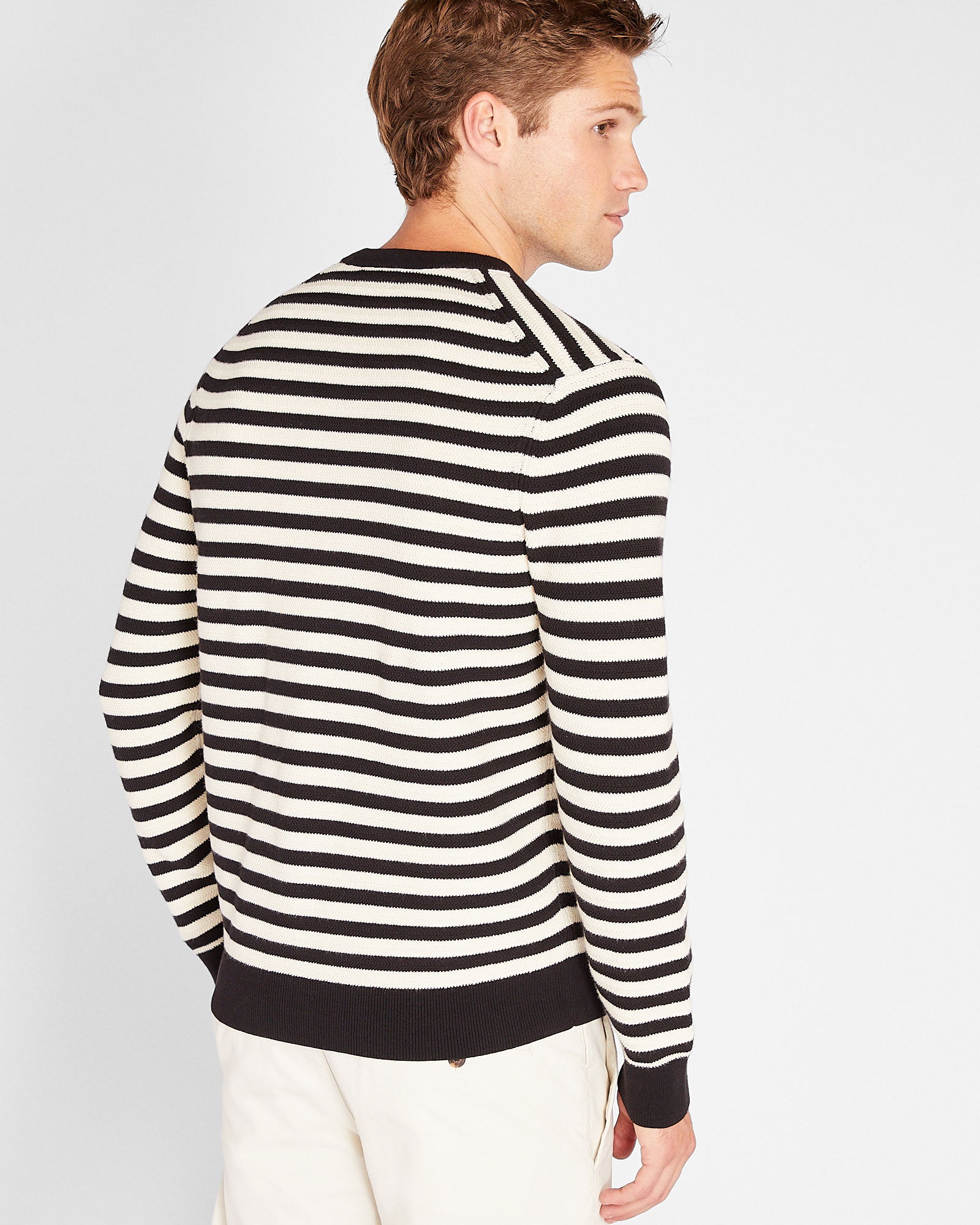 CLUB MONACO - Chandail ras du cou maille chevalée - Mélange blax
