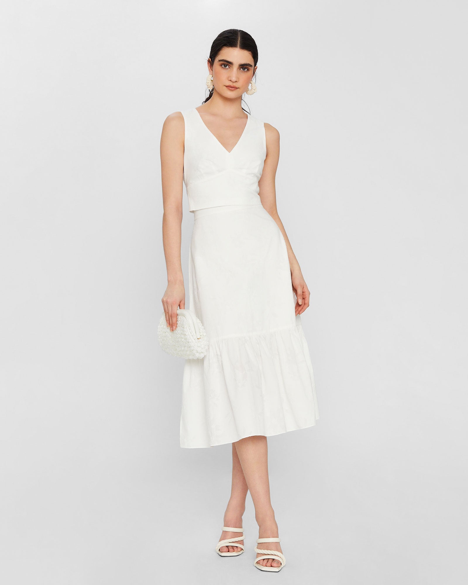 CLUB MONACO - Floral Jacquard Skirt - White