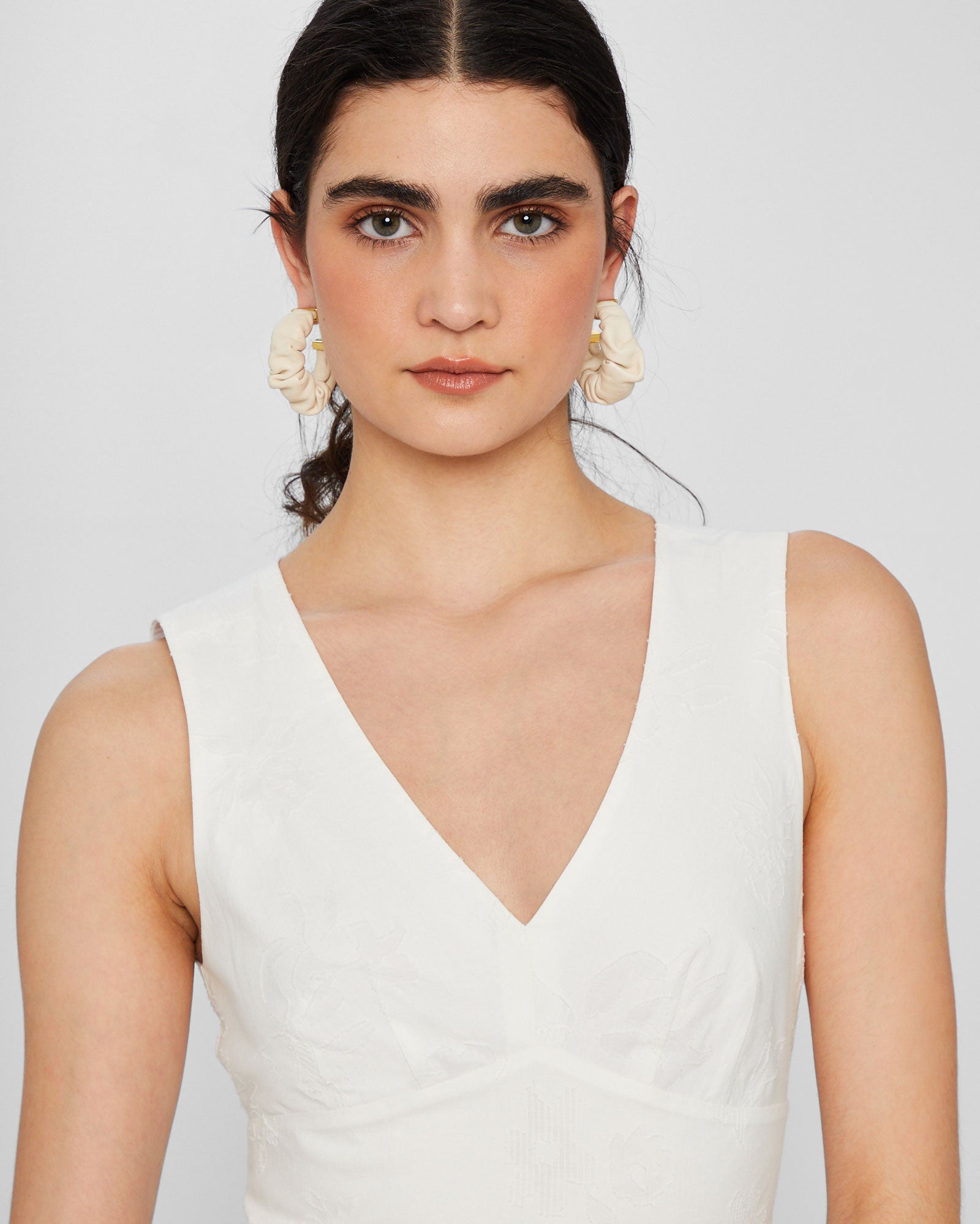 CLUB MONACO - Floral Jacquard Tie Back Crop Top - White