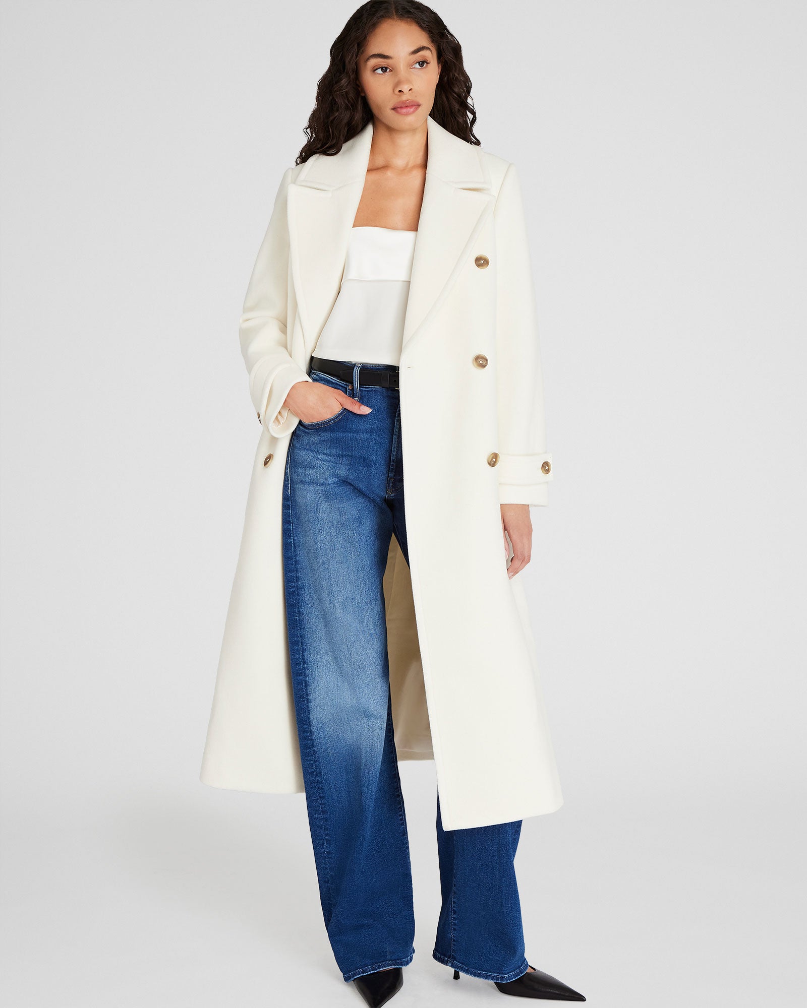 CLUB MONACO - Wool Double-Breasted Coat - Blanc De Blanc