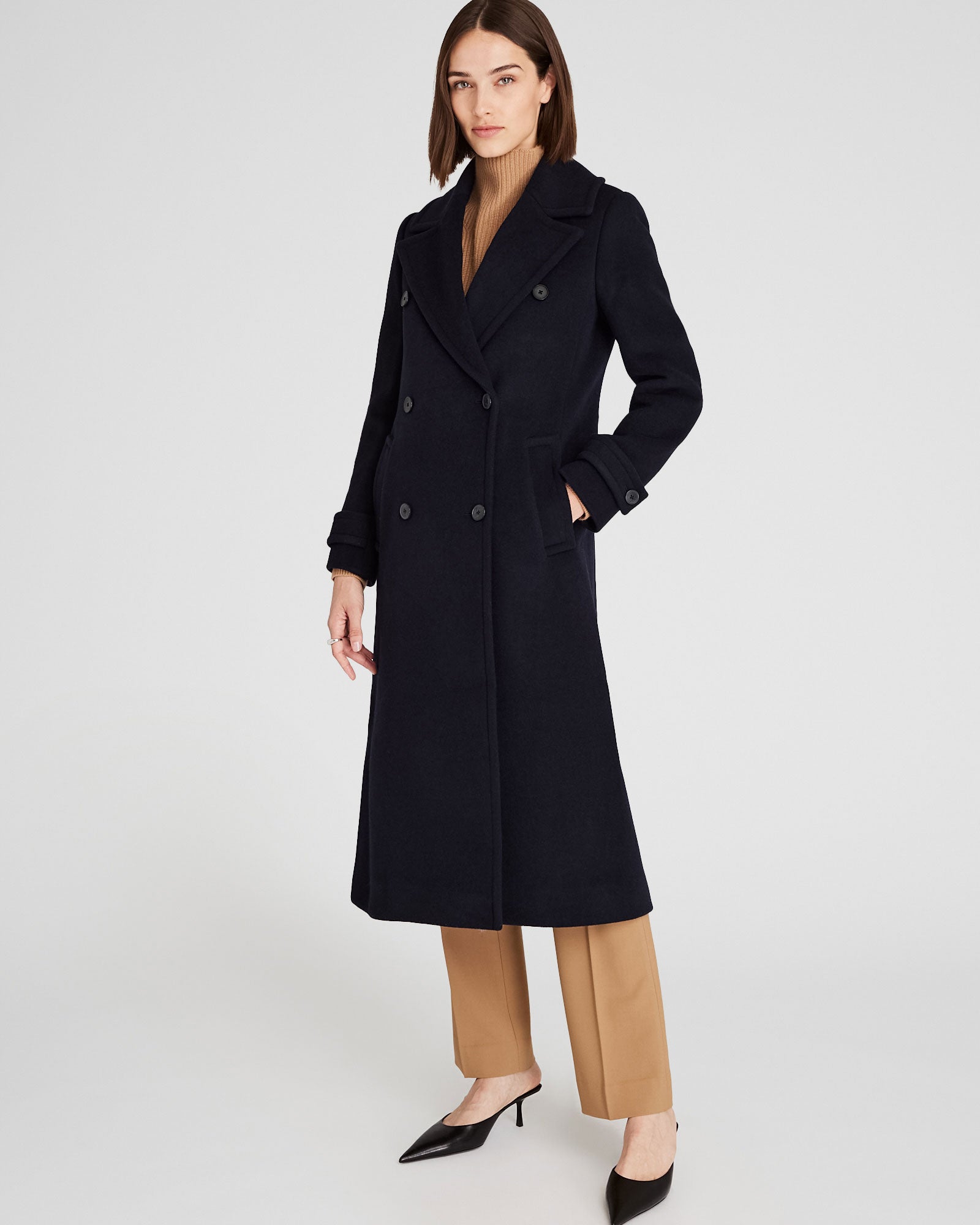 CLUB MONACO - Wool Double-Breasted Coat - Dark Navy
