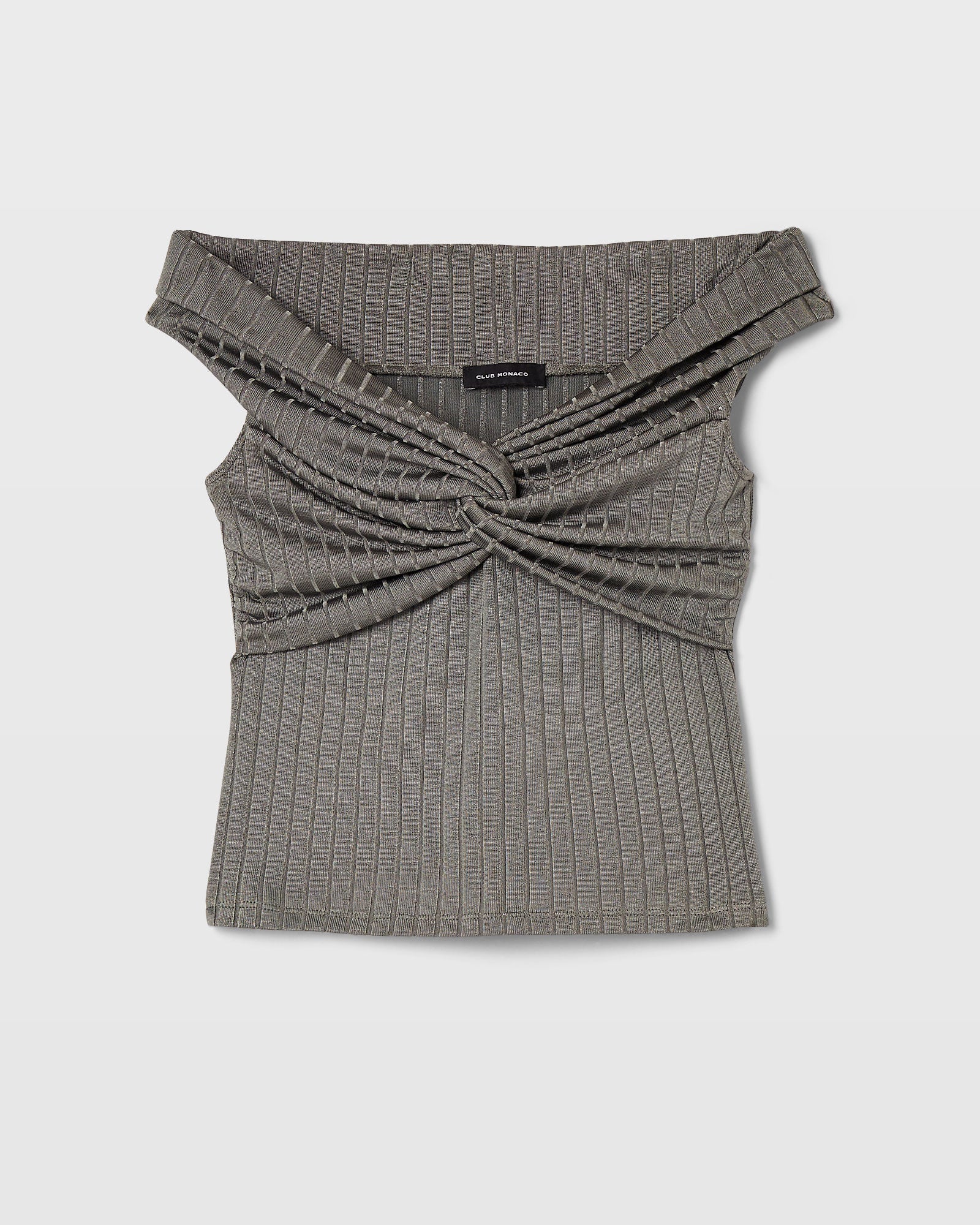 CLUB MONACO - Open V-Neck Twist Top - Dark Green