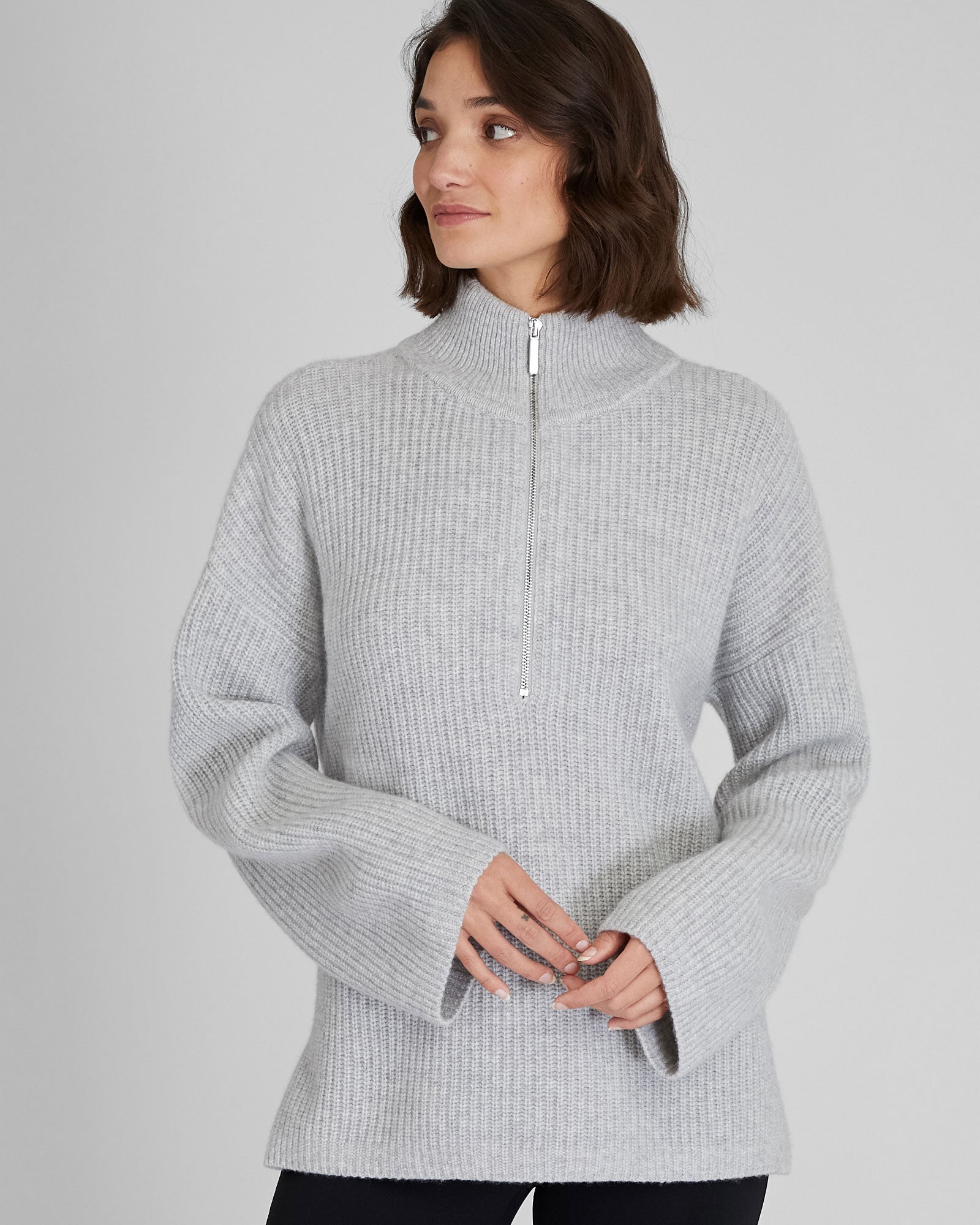 CLUB MONACO - Relaxed Cashmere Quarter-Zip Sweater - Light Heather Grey