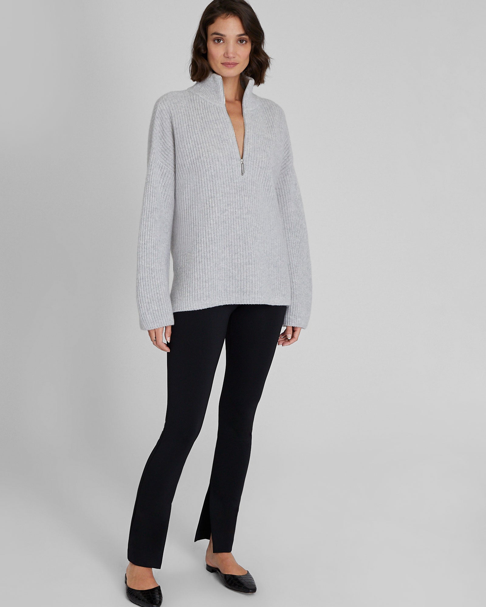 CLUB MONACO - Relaxed Cashmere Quarter-Zip Sweater - Light Heather Grey