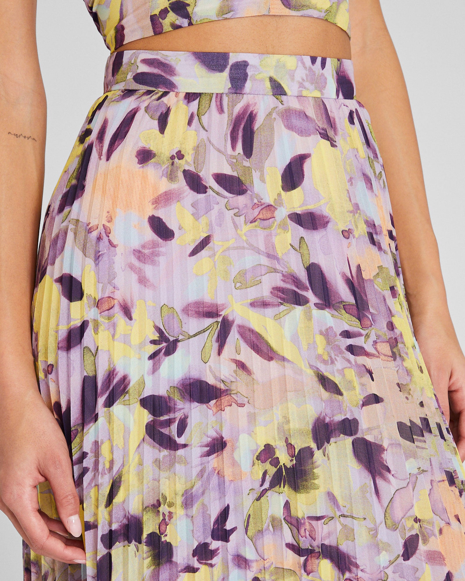 CLUB MONACO - Print Paneled Maxi Skirt - Purple Base