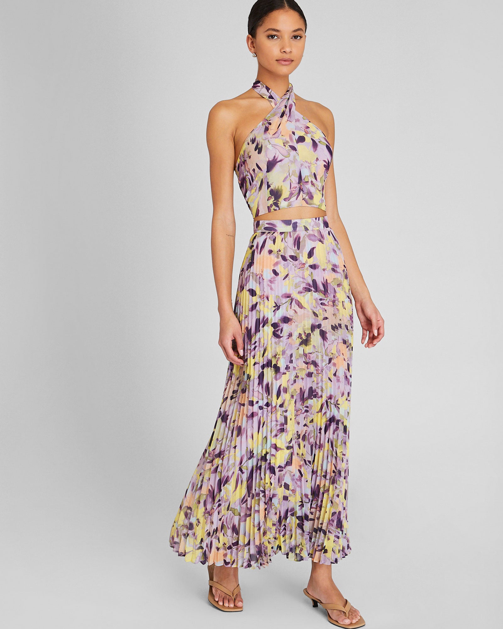 CLUB MONACO - Print Paneled Maxi Skirt - Purple Base