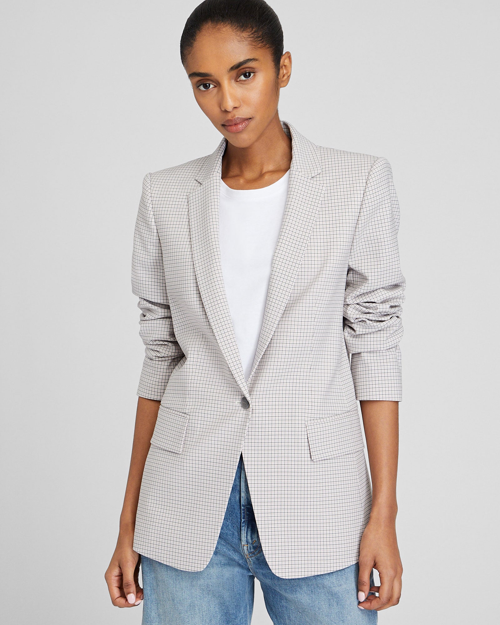 CLUB MONACO - Plaid Borrem Blazer - Beige Mix