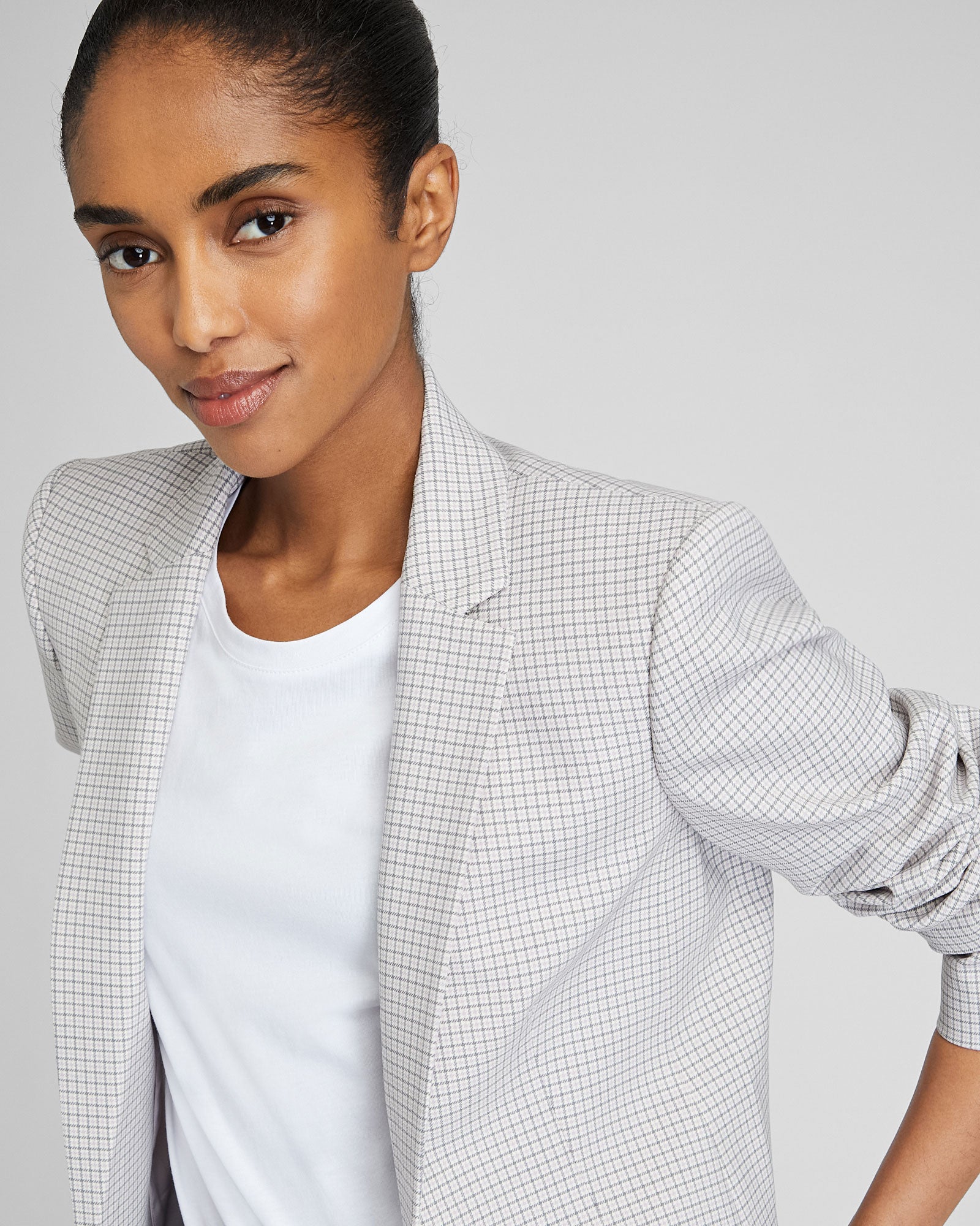 CLUB MONACO - Plaid Borrem Blazer - Beige Mix
