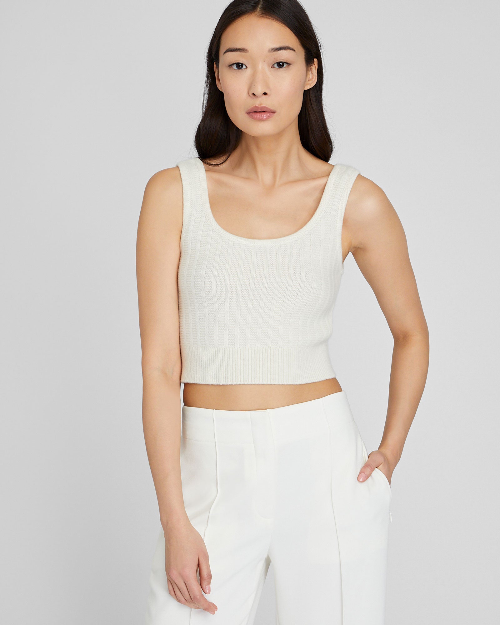 Women's Ivory Textured Cashmere Shell | Club Monaco Corp, CA US