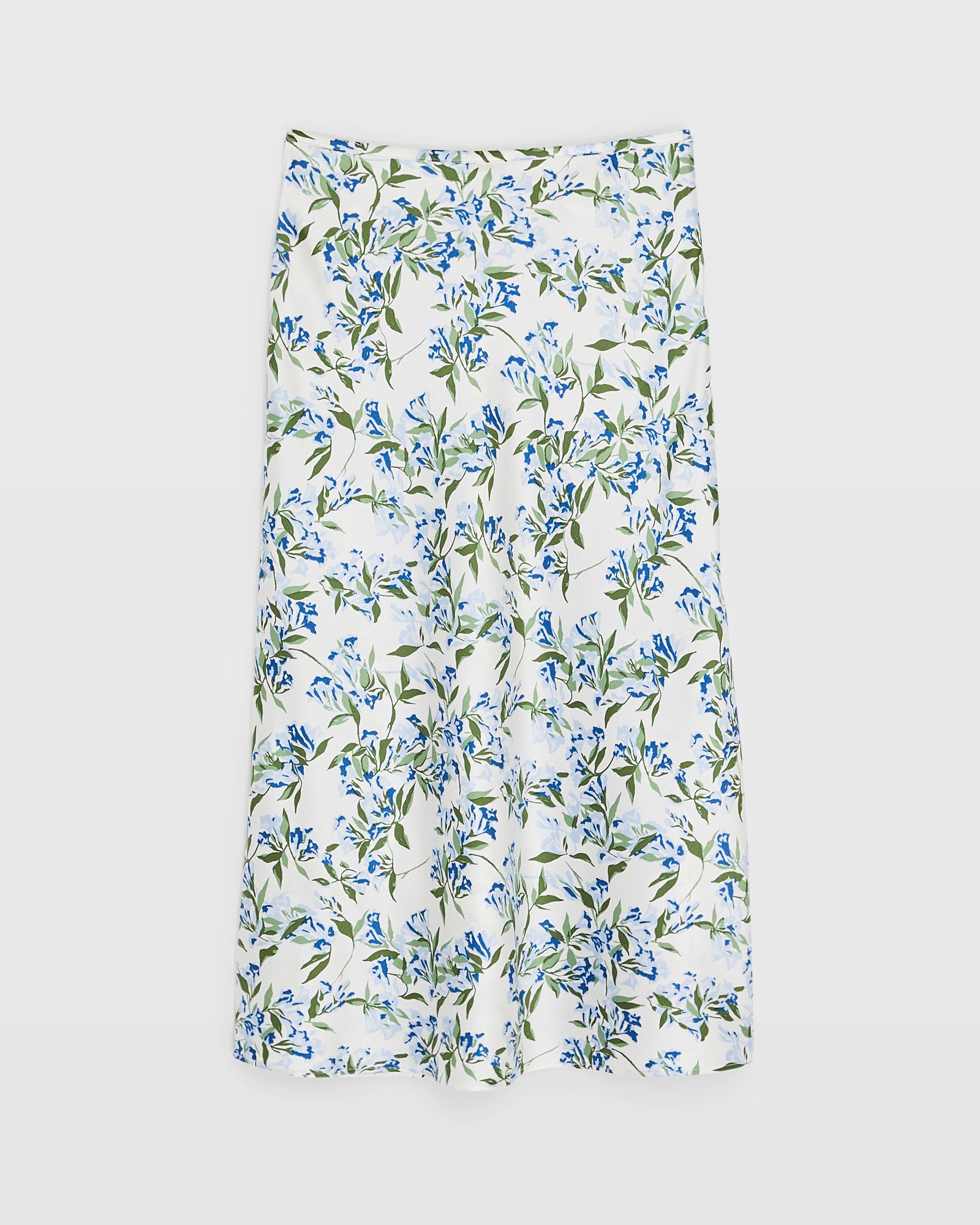 CLUB MONACO - Floral Print Silk Charmeuse Midi Skirt - Blue Print