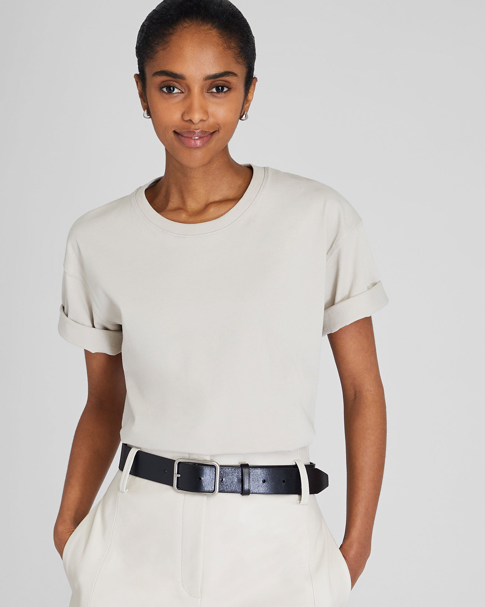 CLUB MONACO - Structured Tee - Light Beige