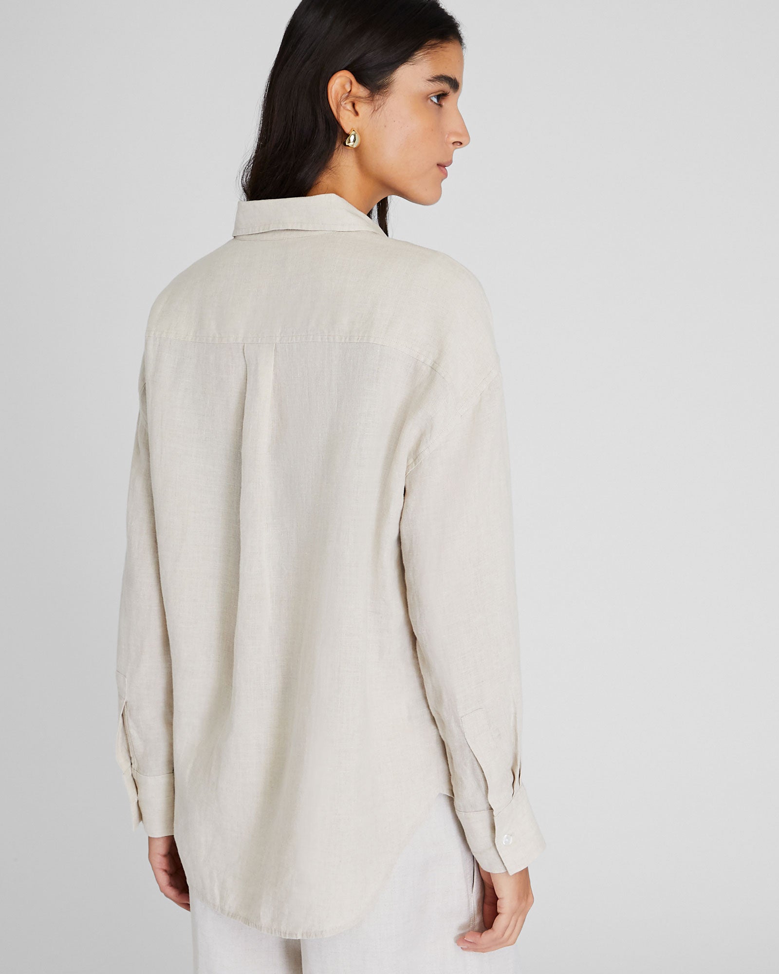CLUB MONACO - Linen Button Front Shirt - Flaxseed