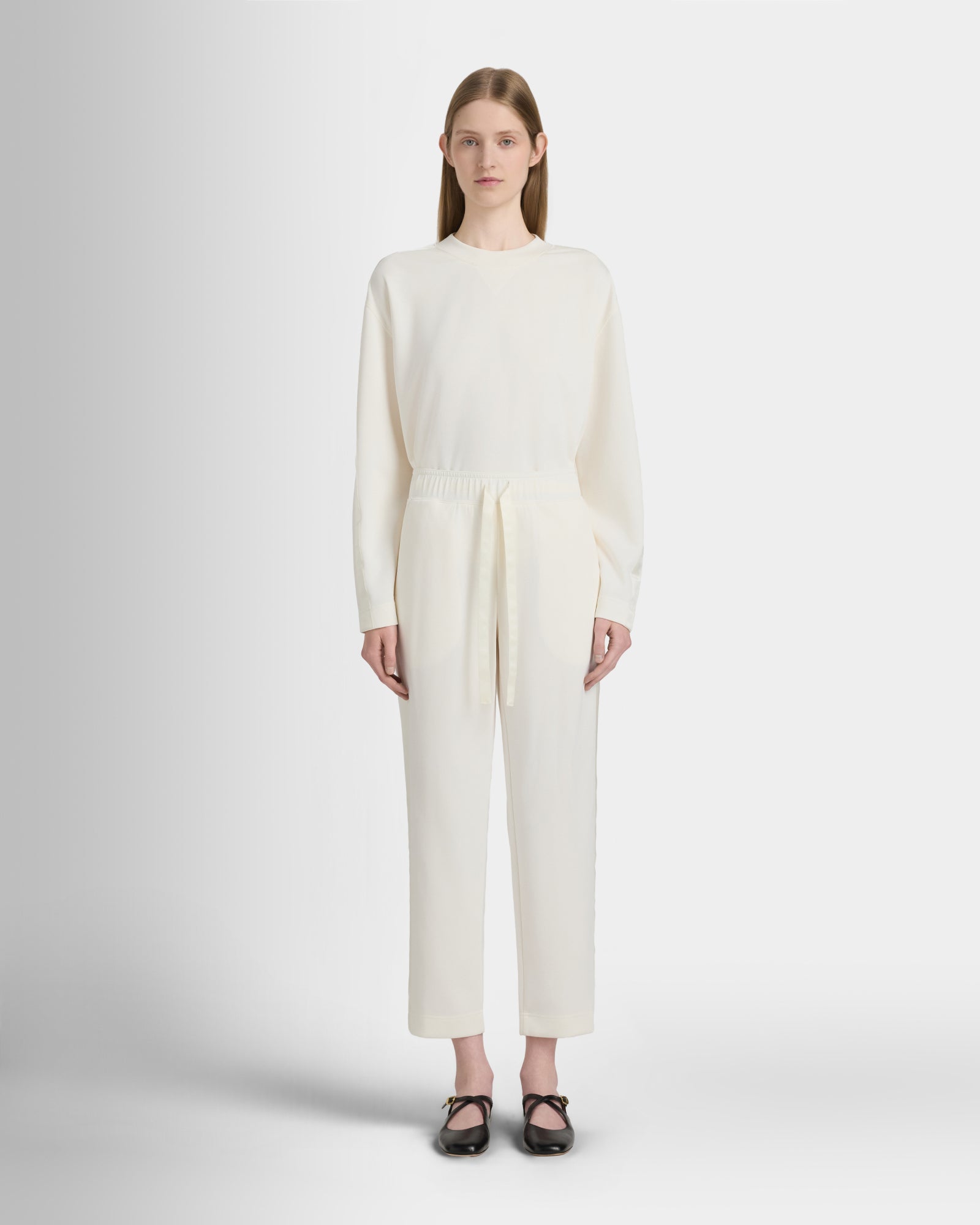 Club Monaco - Satin Stripe Sweatshirt - Antique White