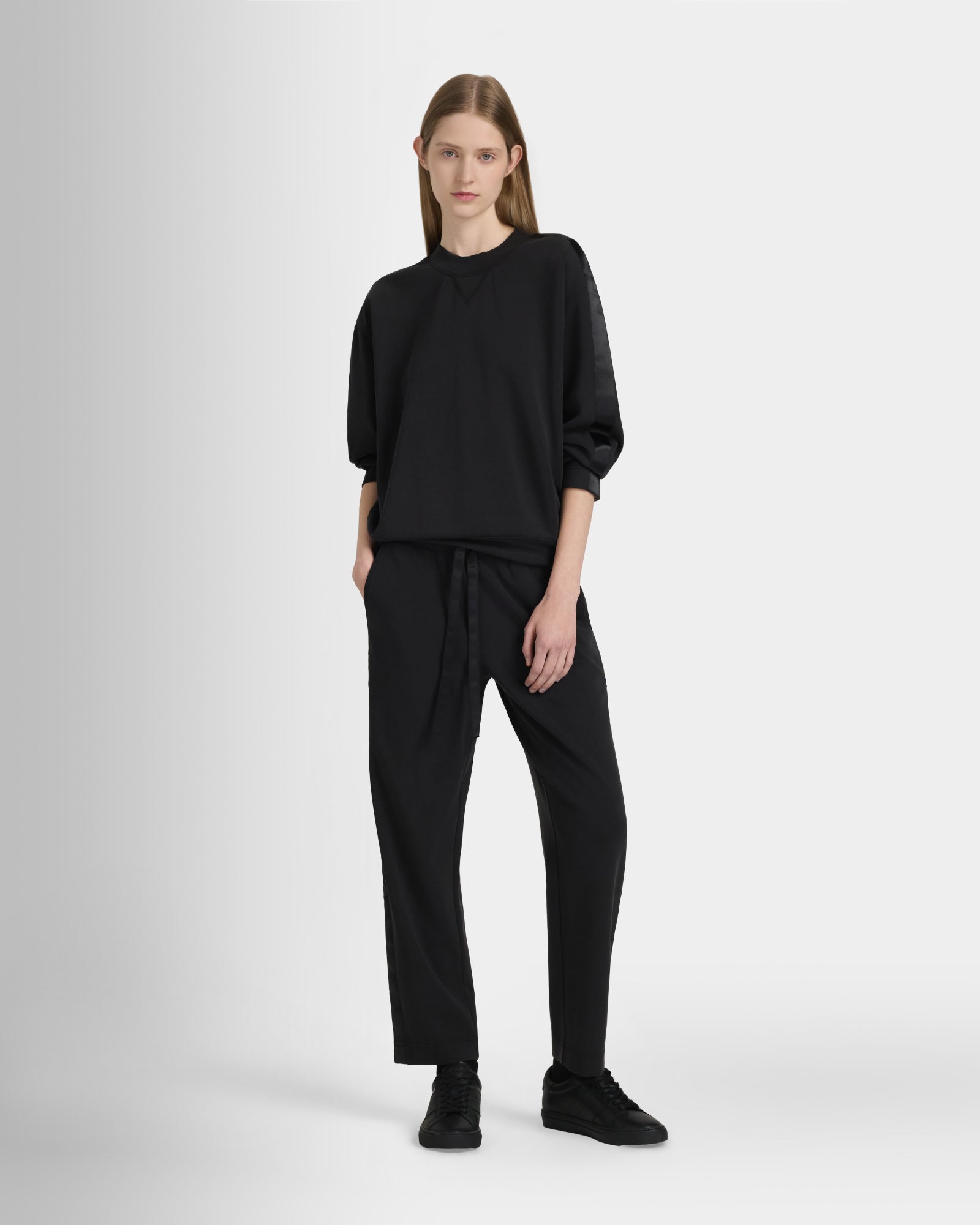Club Monaco - Satin Stripe Sweatshirt - Black