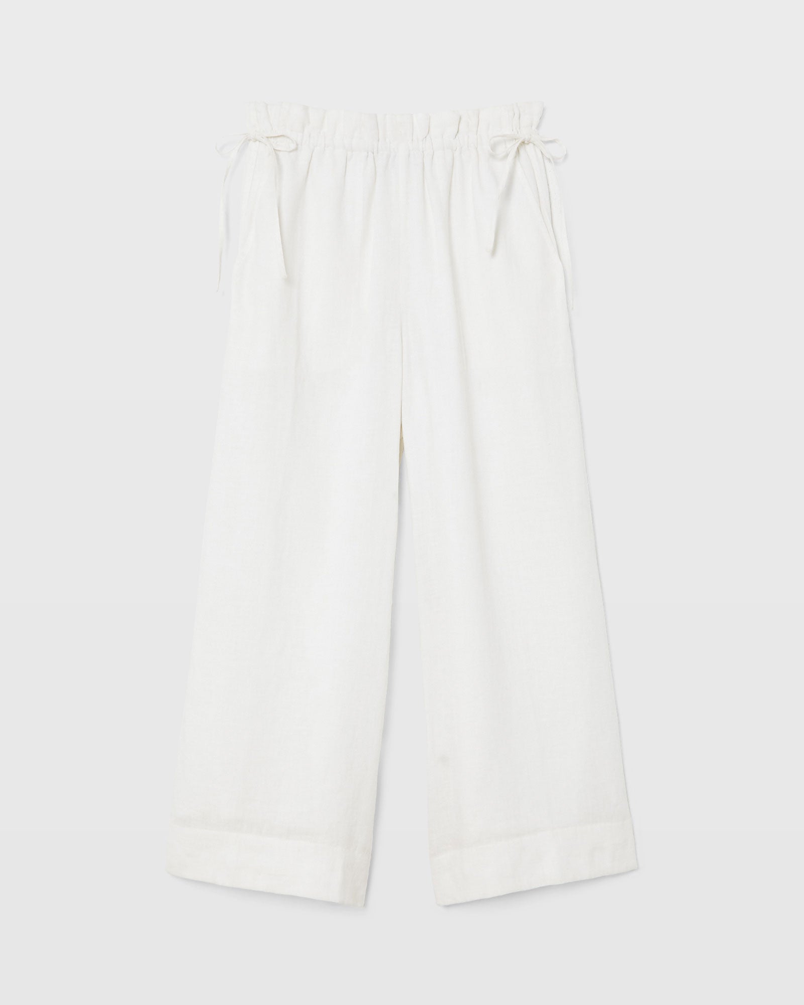 CLUB MONACO - Pantalon court en lin à nouer - Blanc