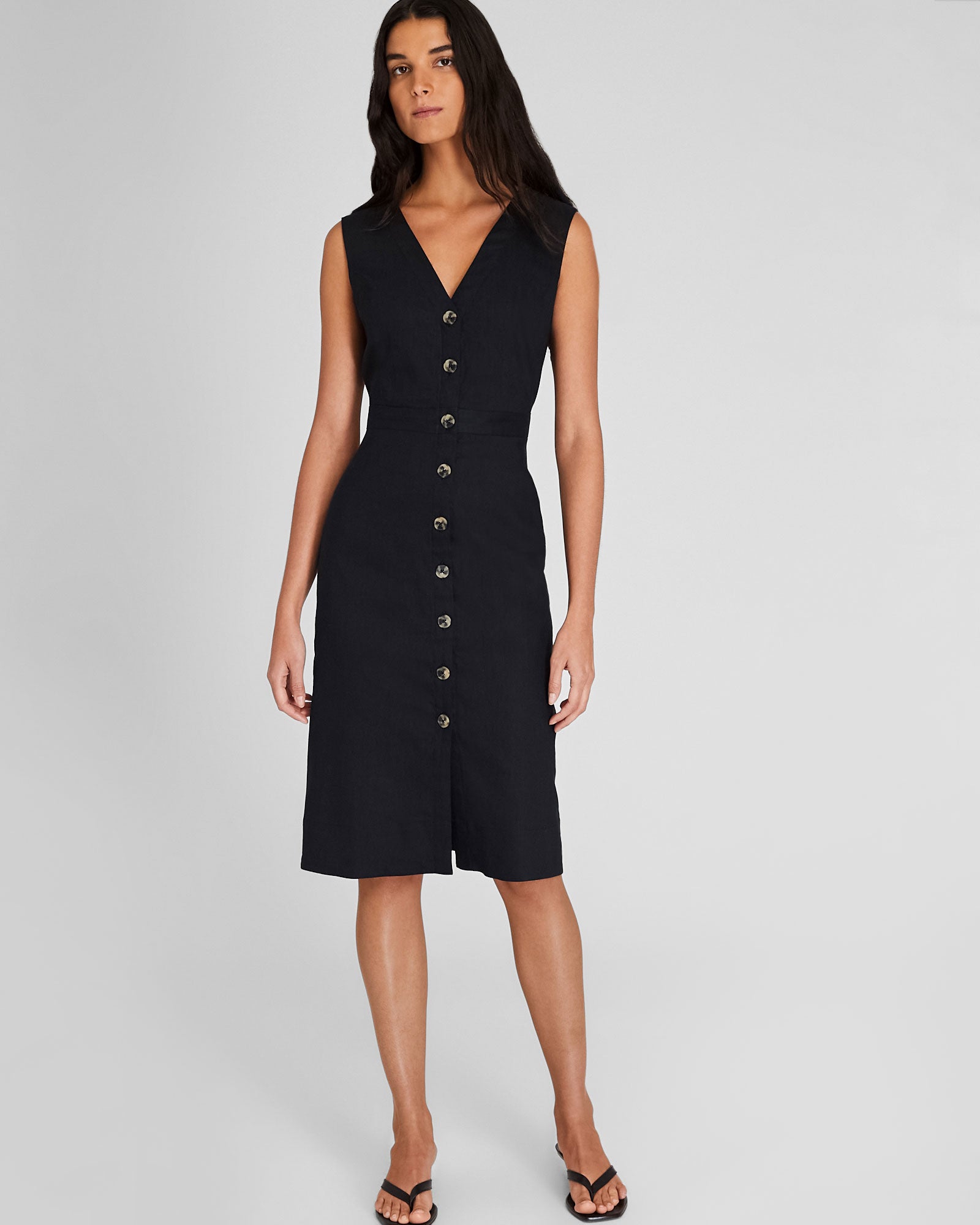 CLUB MONACO - Button Front Pencil Dress - Black