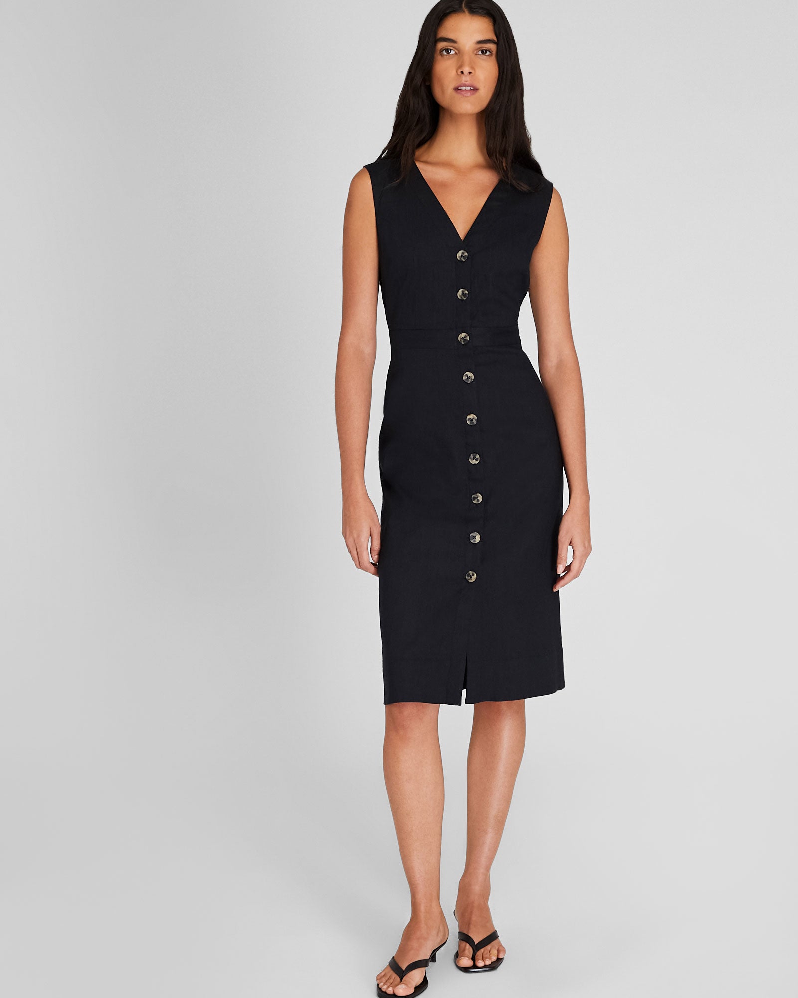 CLUB MONACO - Button Front Pencil Dress - Black
