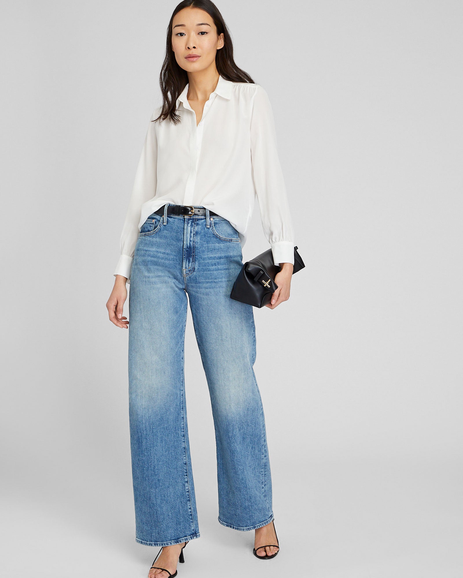 CLUB MONACO - Shirred Shoulder Silk Shirt - White