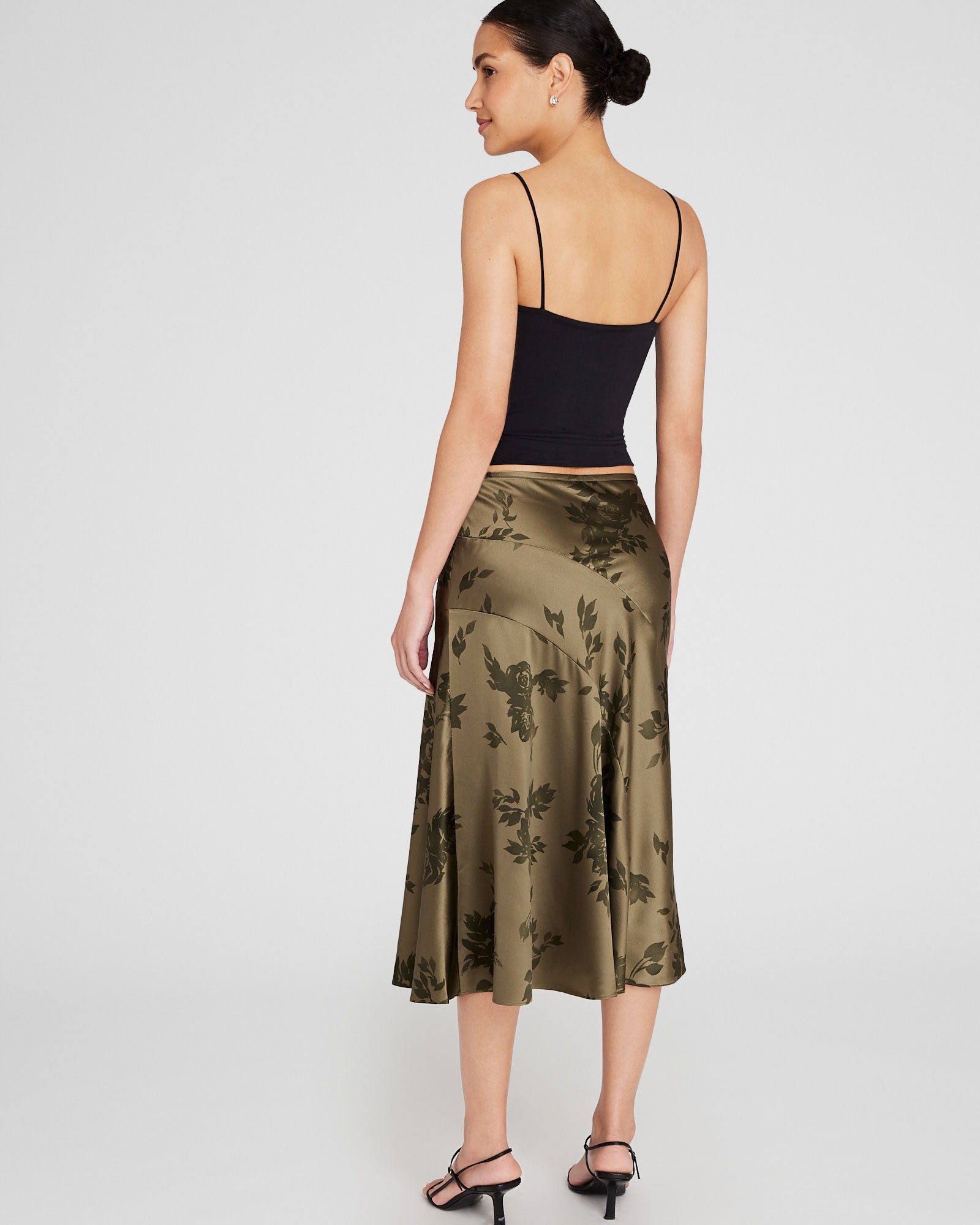 CLUB MONACO - Bias-Seam Fluted Skirt - Dark Green Mix