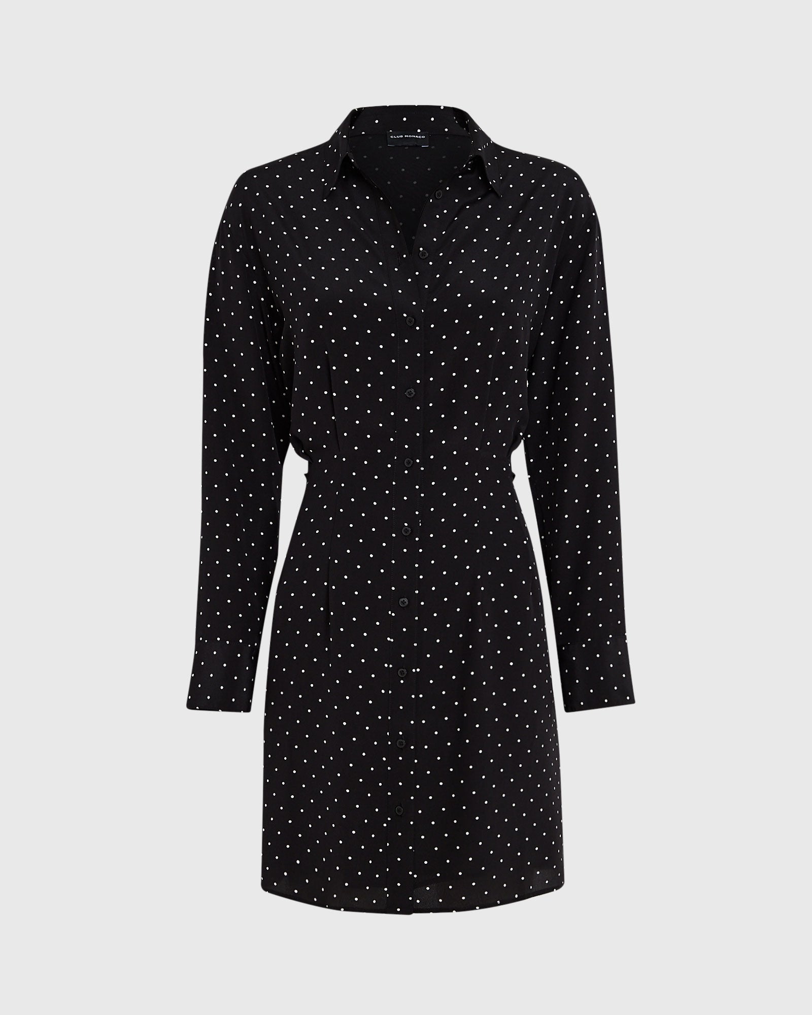 CLUB MONACO - Robe-chemise à taille blousante en soie - Noir