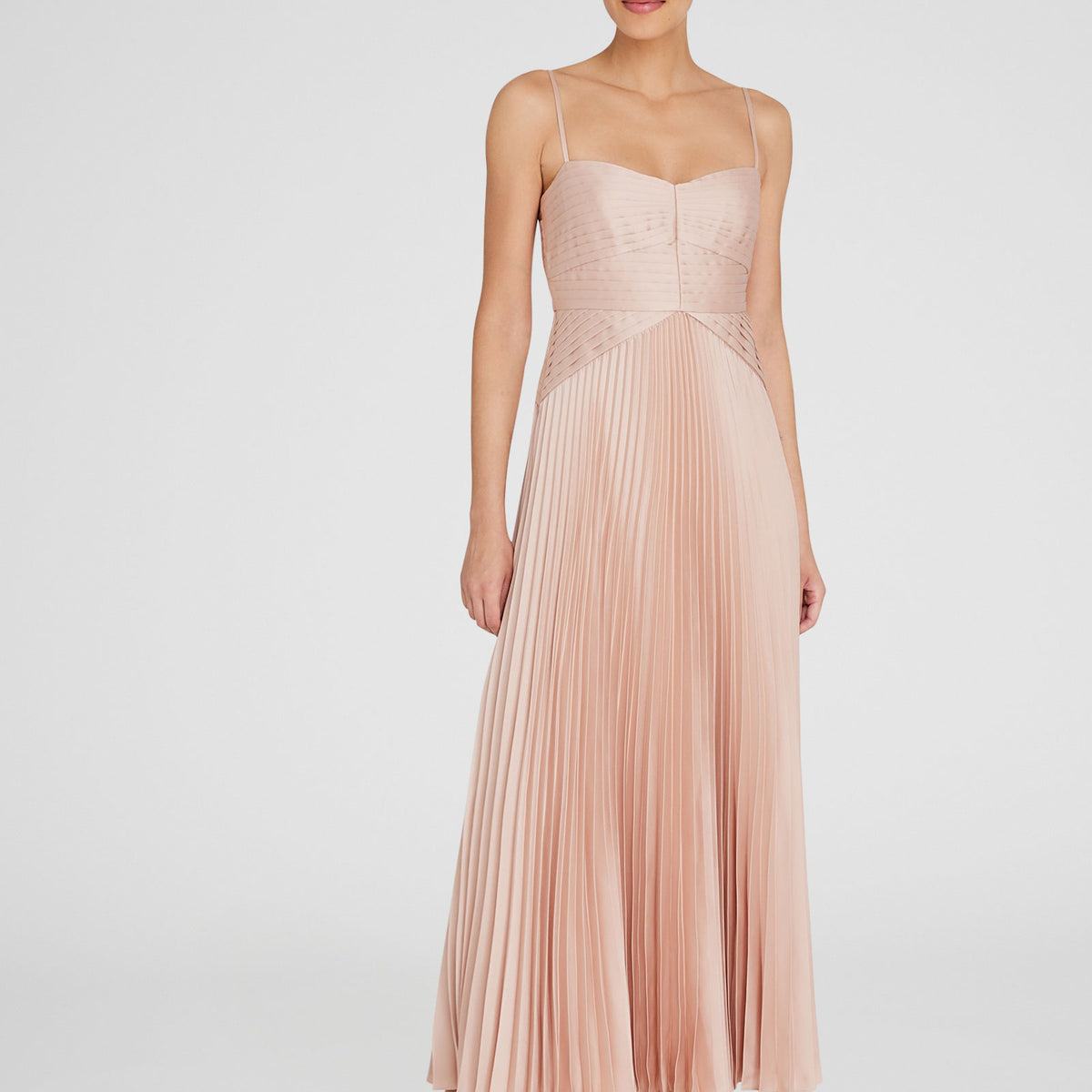 Women's Pink Pleated Occasion Maxi Dress