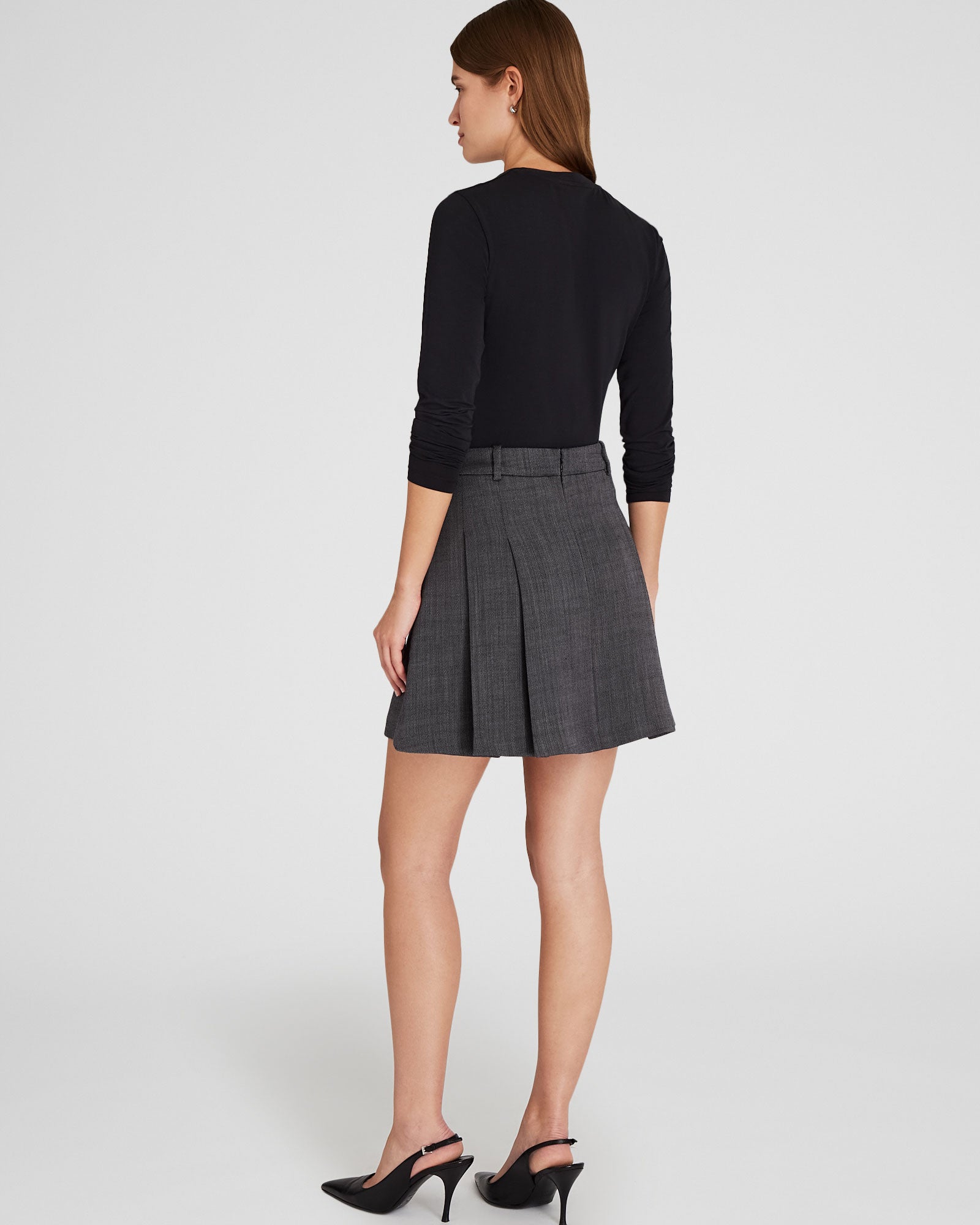 CLUB MONACO - Pleated Mini Skirt - Charcoal