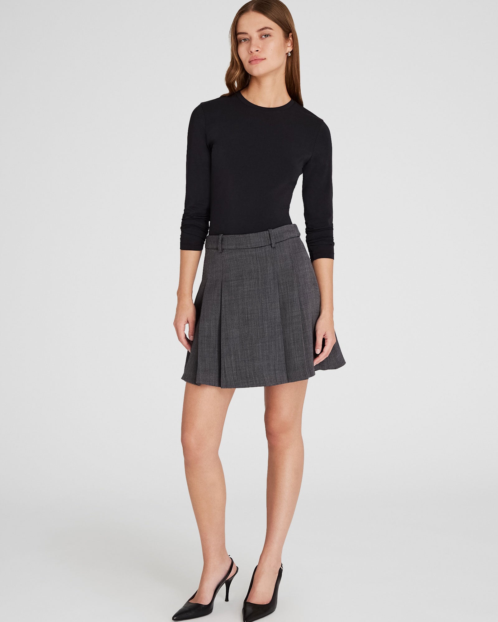 CLUB MONACO - Pleated Mini Skirt - Charcoal