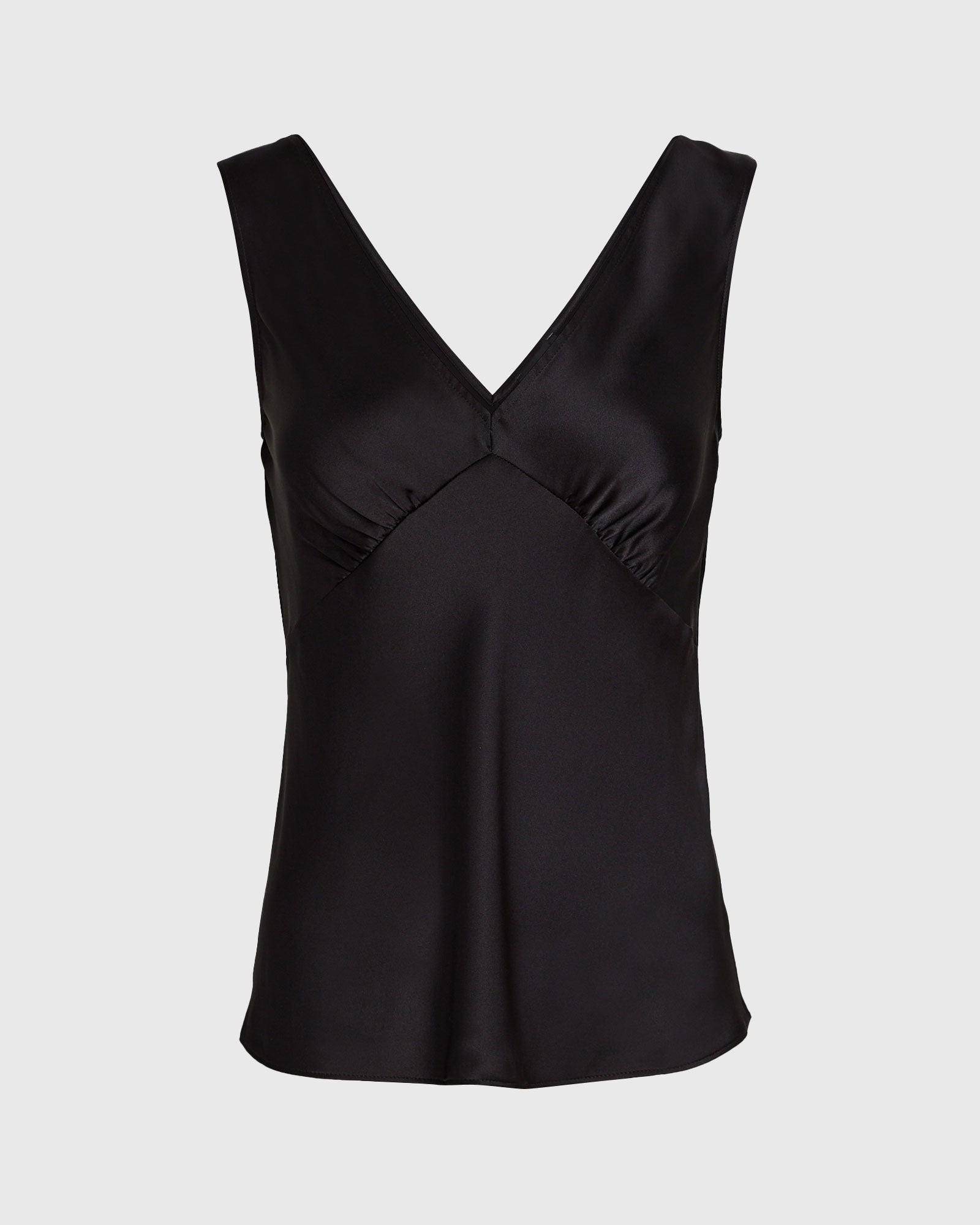 CLUB MONACO - Silk Charmeuse V-Neck Sleeveless Top - Black