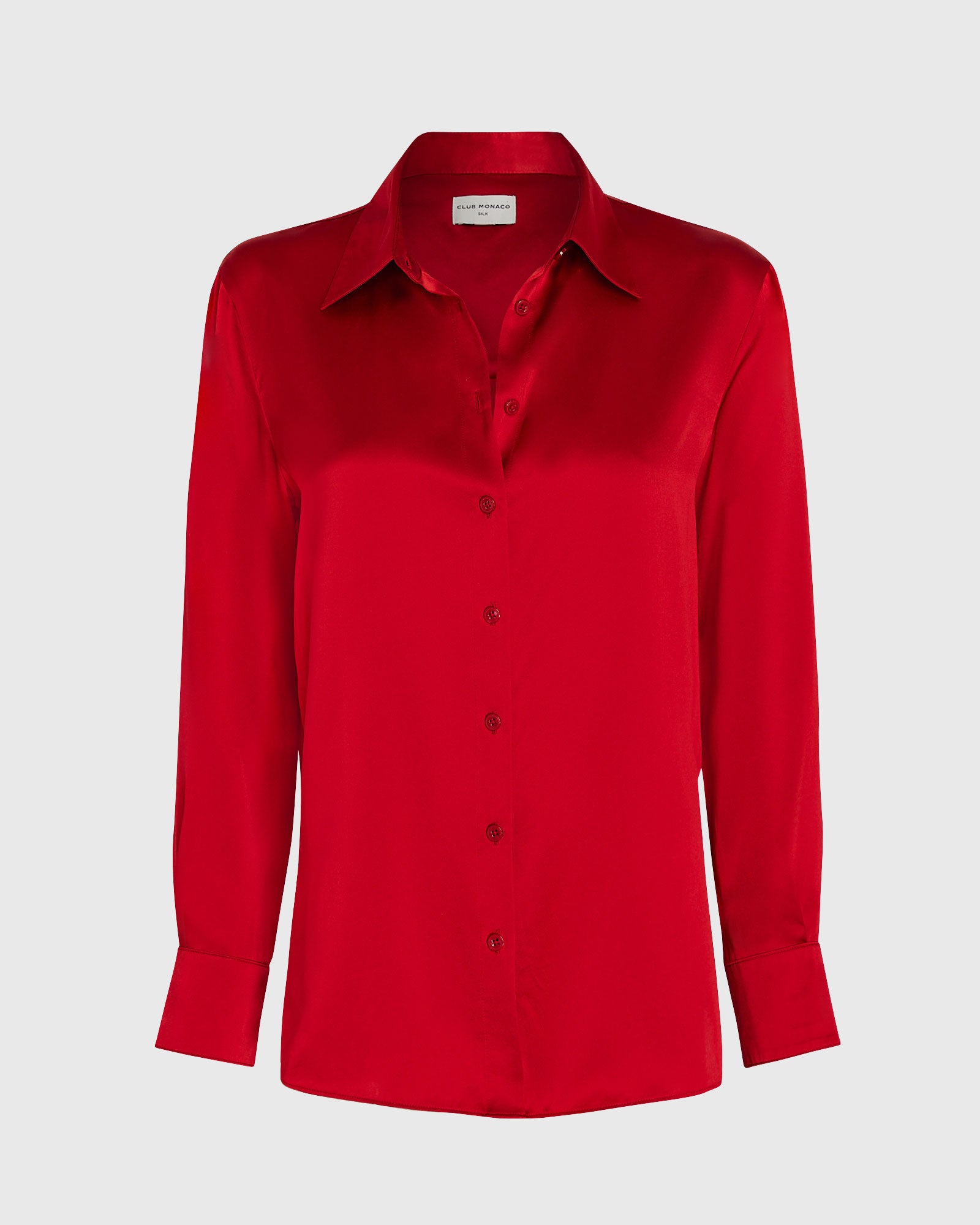 CLUB MONACO - Silk Charmeuse Button-Down Shirt - Red