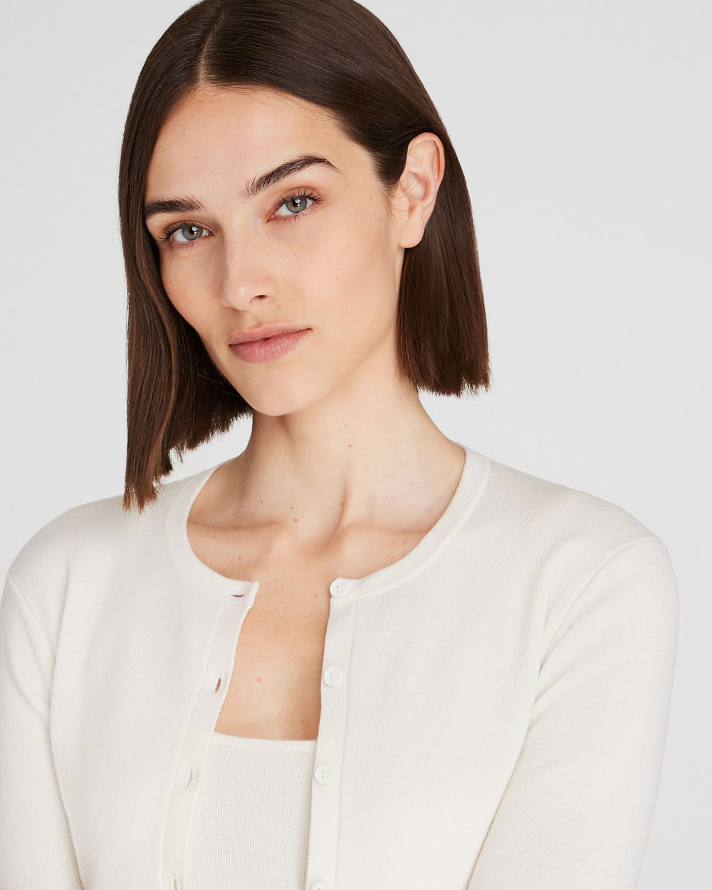 Women's Ivory Merino Rib Cropped Cardigan | Club Monaco US