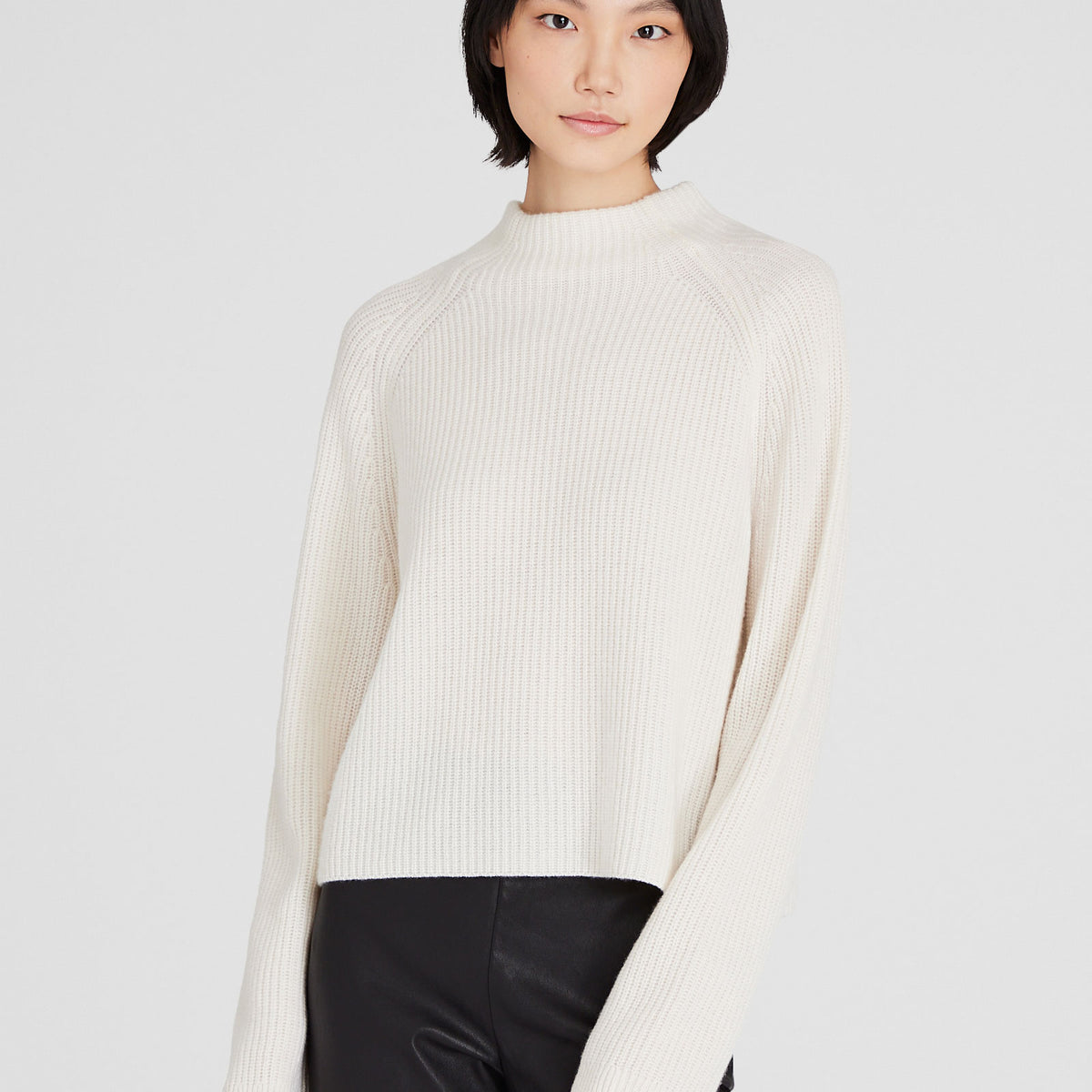 club monaco mock neck knit dress Women's Ivory Cashmere Cropped Mockneck Sweater ohad-bday-exclude
