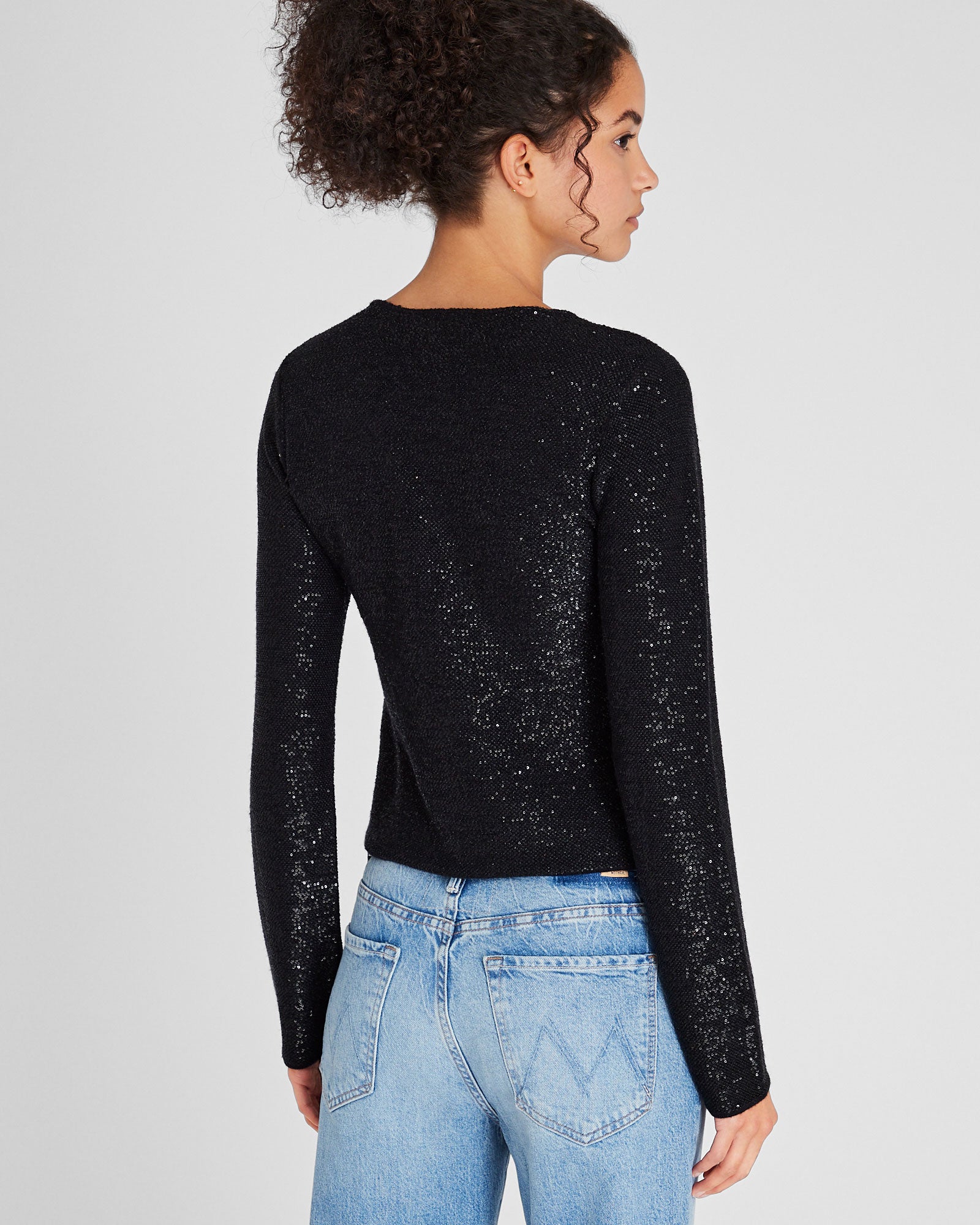 CLUB MONACO - Sequined Shrunken Sweater - Black