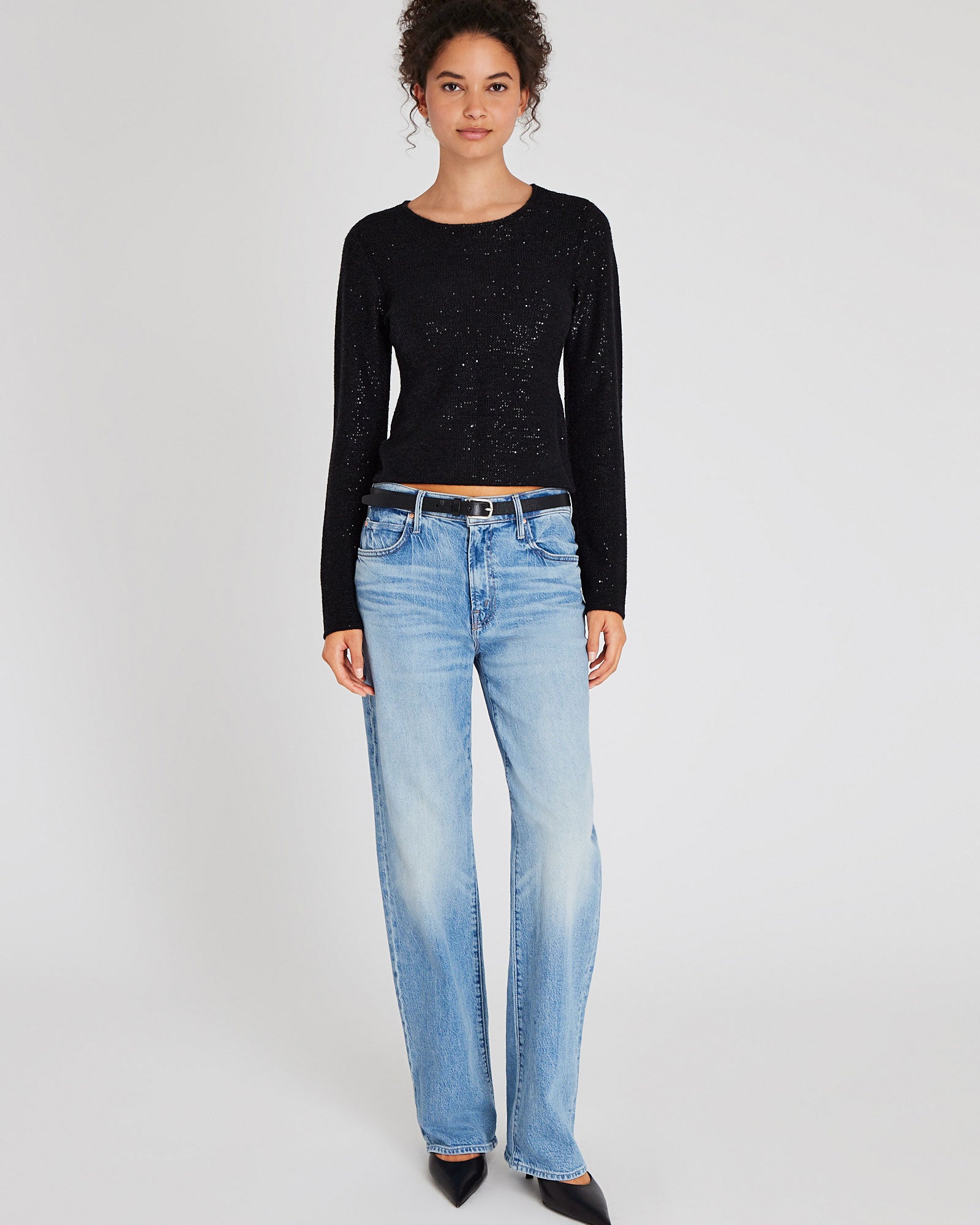 CLUB MONACO - Sequined Shrunken Sweater - Black