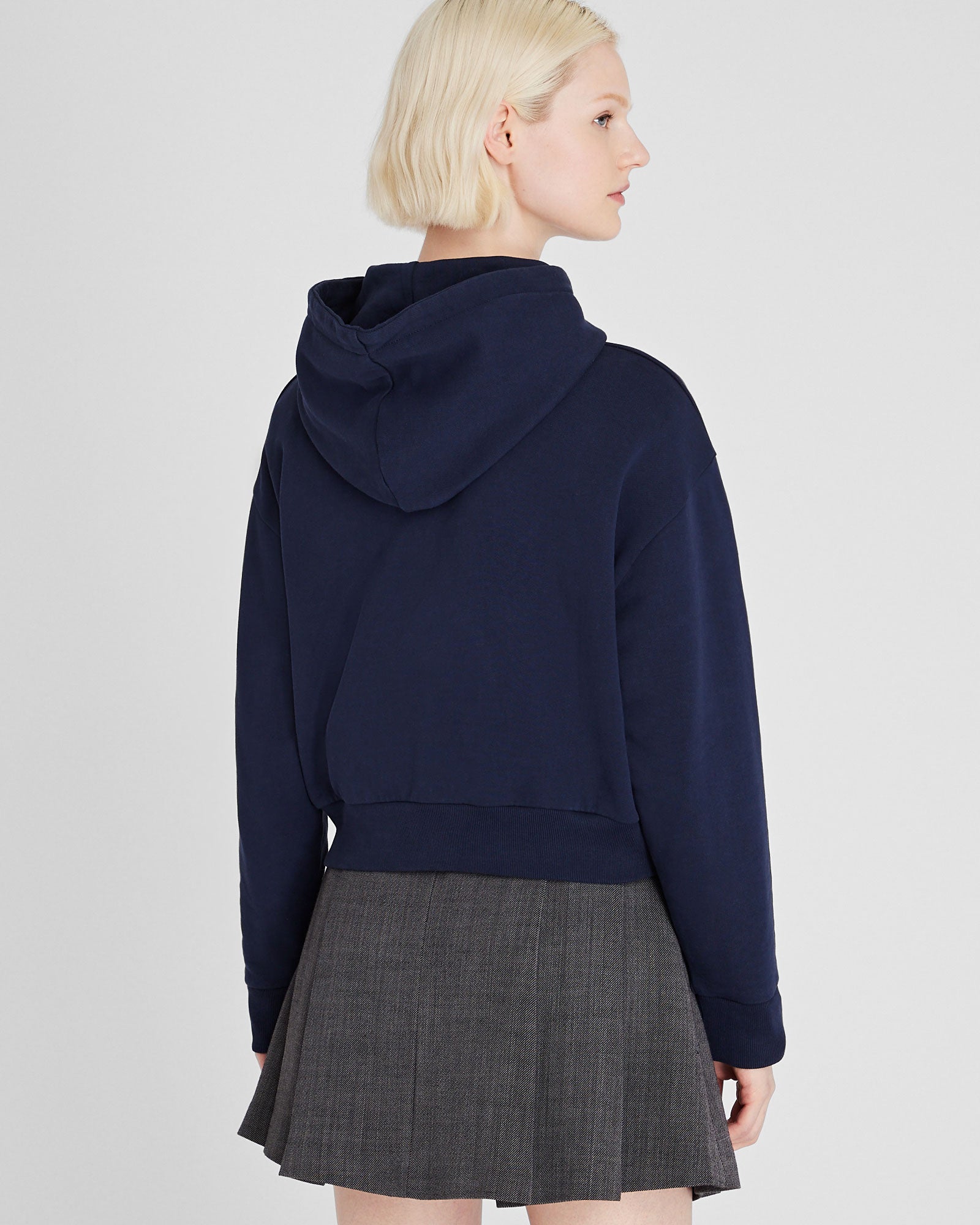 CLUB MONACO - Cropped Crest Hoodie - Navy