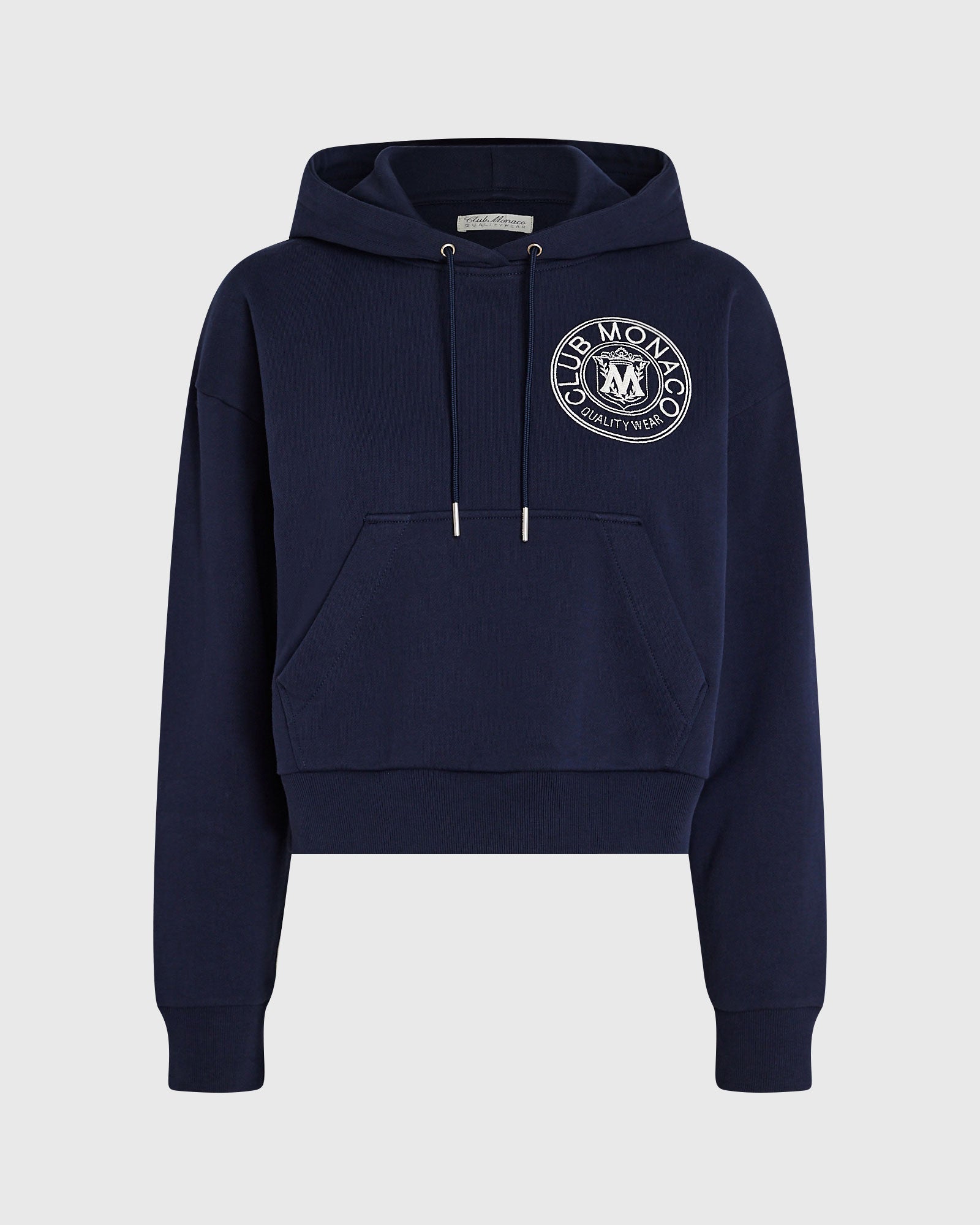 CLUB MONACO - Cropped Crest Hoodie - Navy
