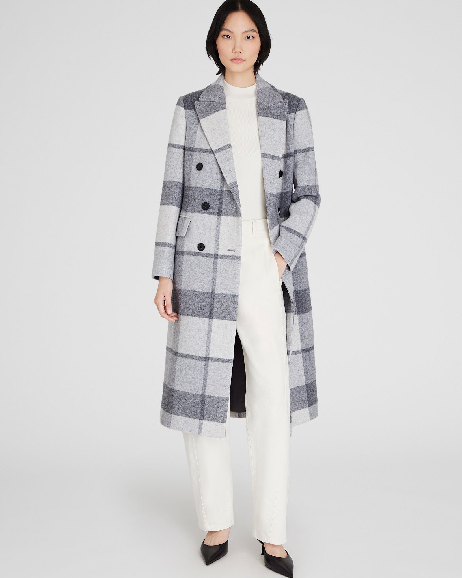 CLUB MONACO - Belted Double-Breasted Coat - Off White