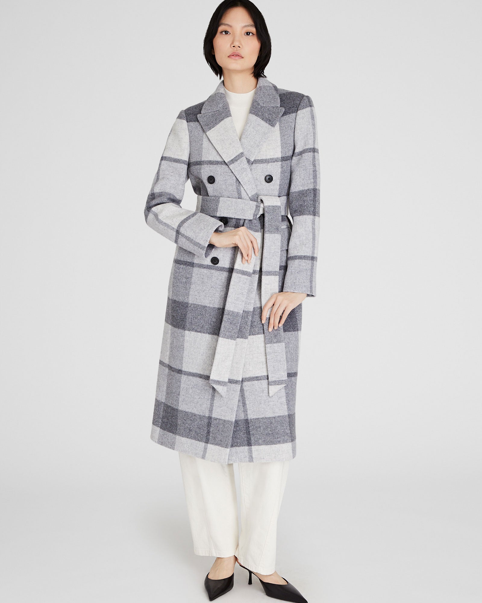 CLUB MONACO - Belted Double-Breasted Coat - Off White