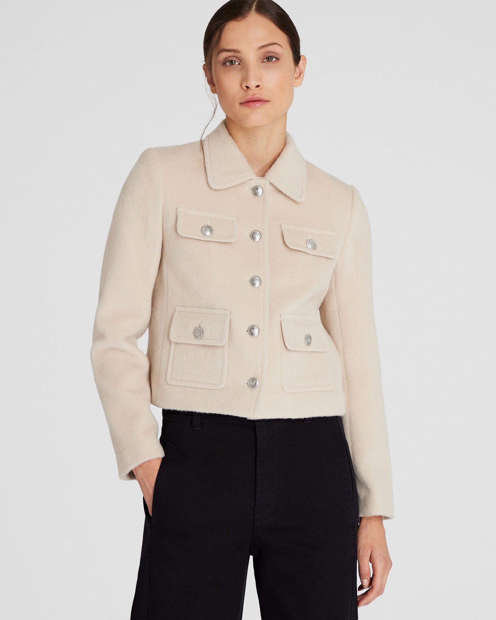 CLUB MONACO - Brushed Wool and Mohair Cropped Jacket - Beige