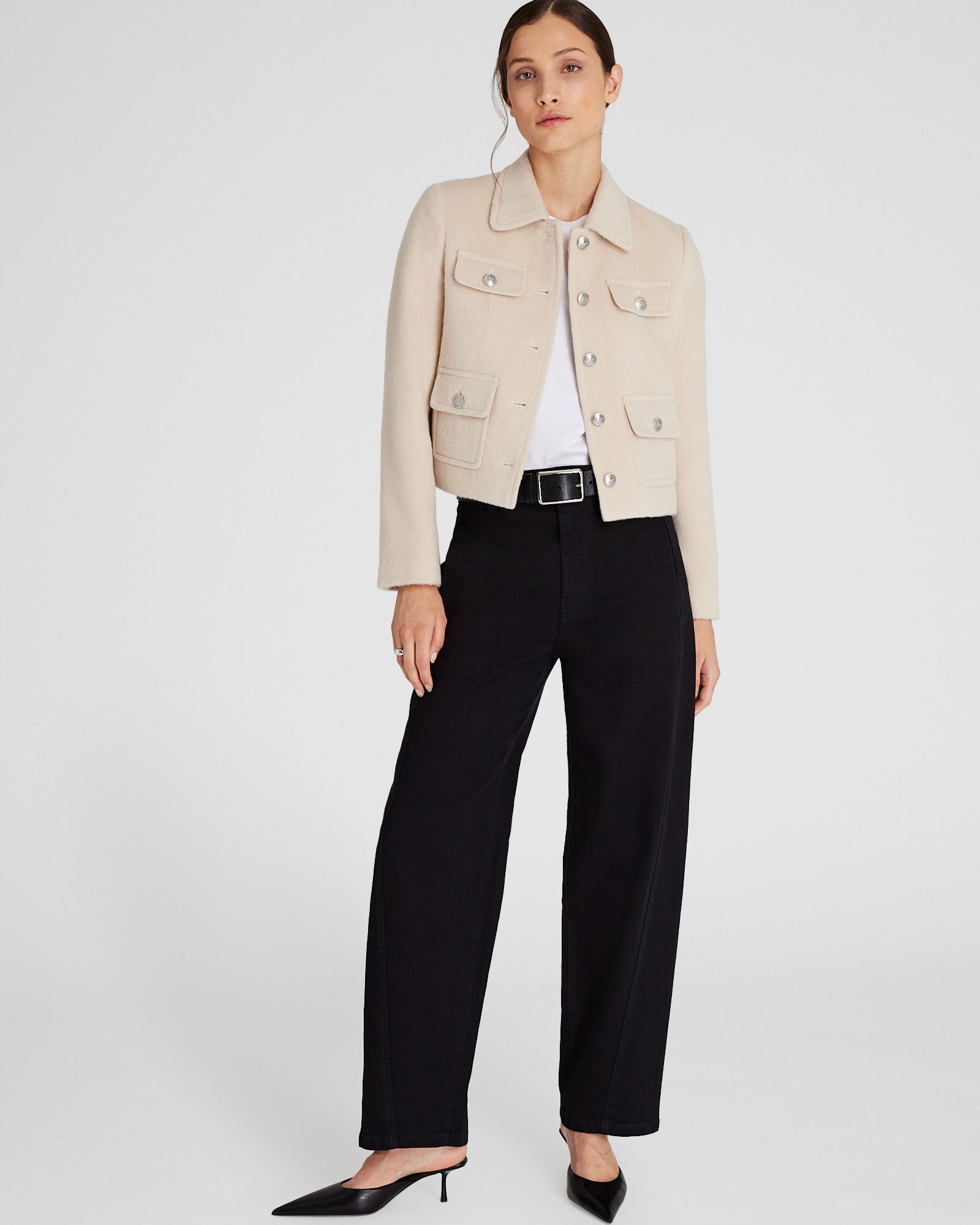 CLUB MONACO - Brushed Wool and Mohair Cropped Jacket - Beige