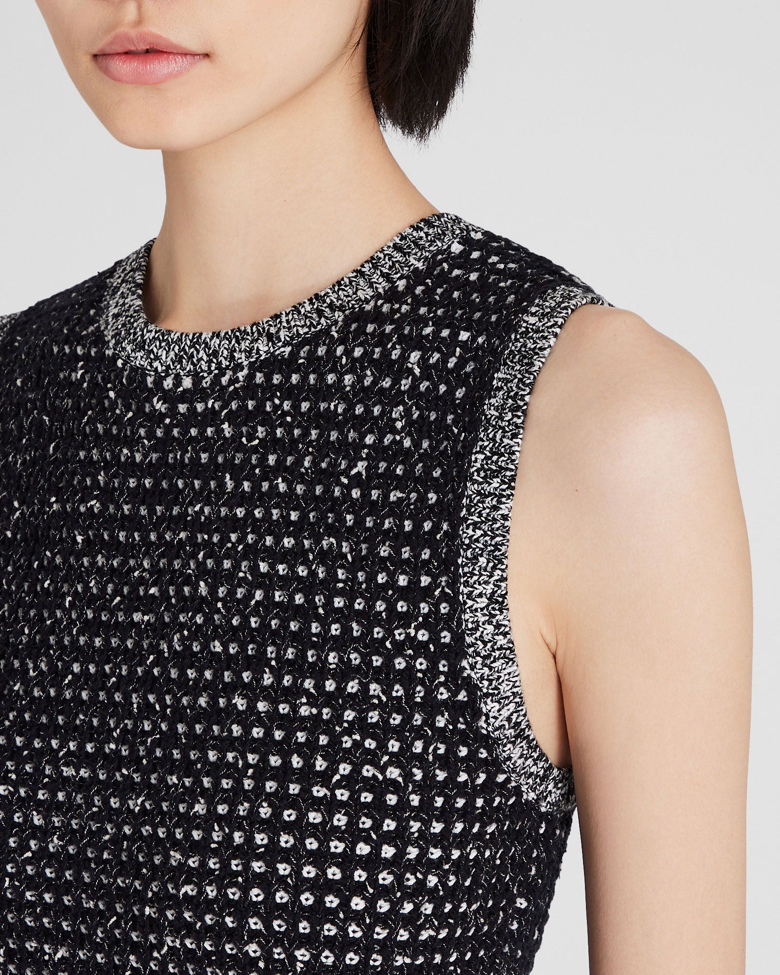 CLUB MONACO - Tweed Sleeveless Shell Top - Black