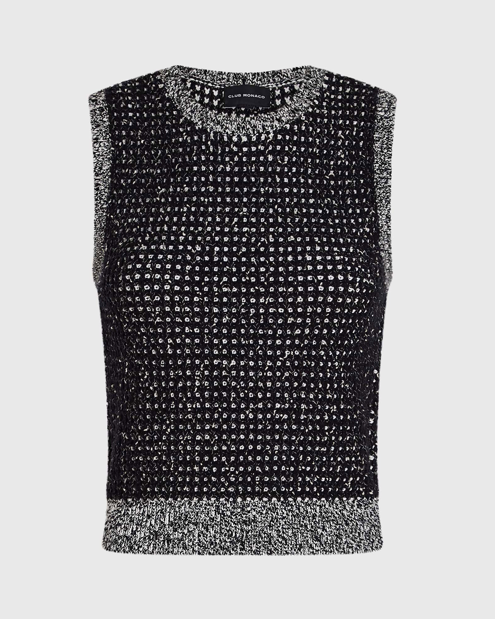 CLUB MONACO - Tweed Sleeveless Shell Top - Black