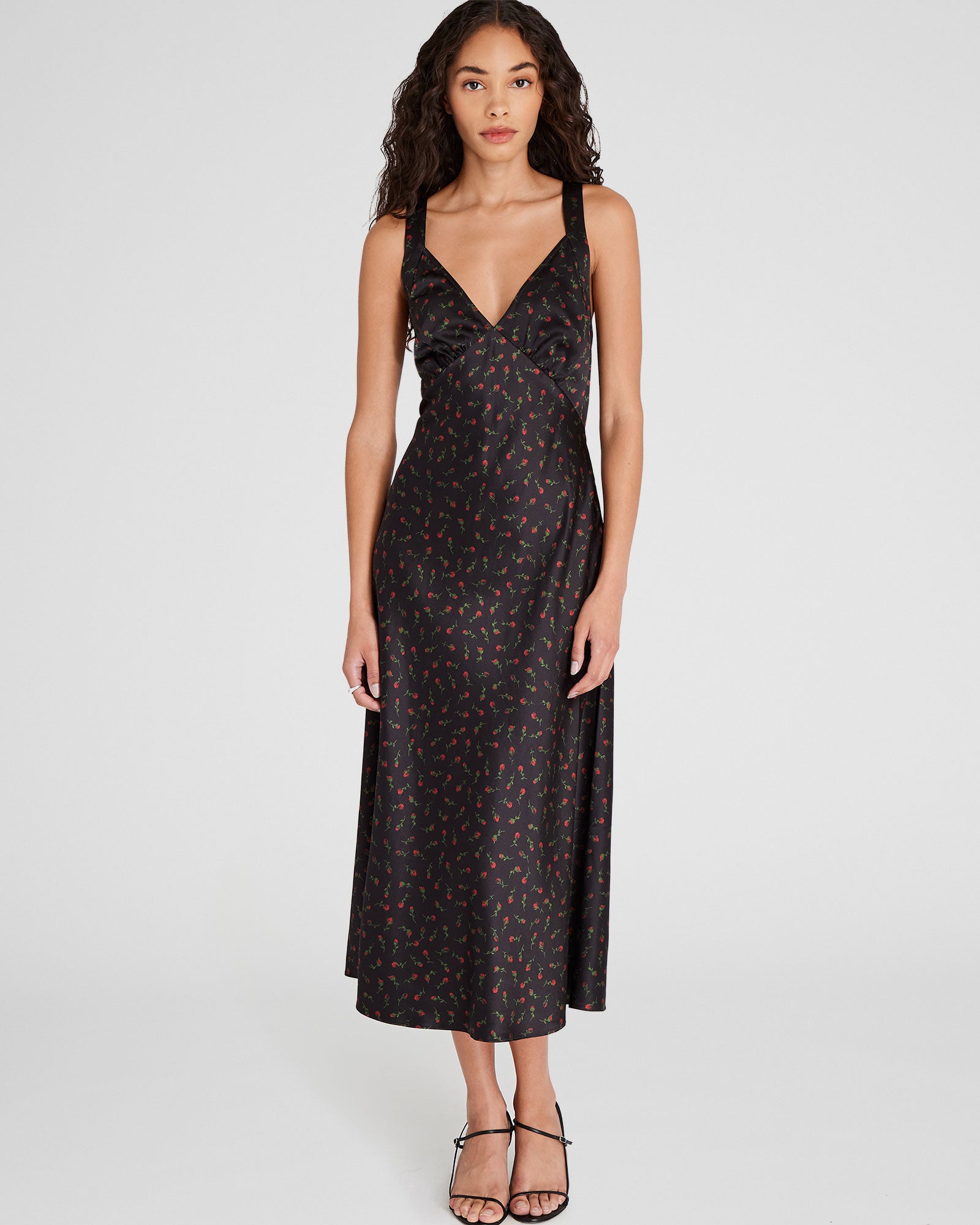 CLUB MONACO - Robe en soie à col en V et à fleurs - Porto