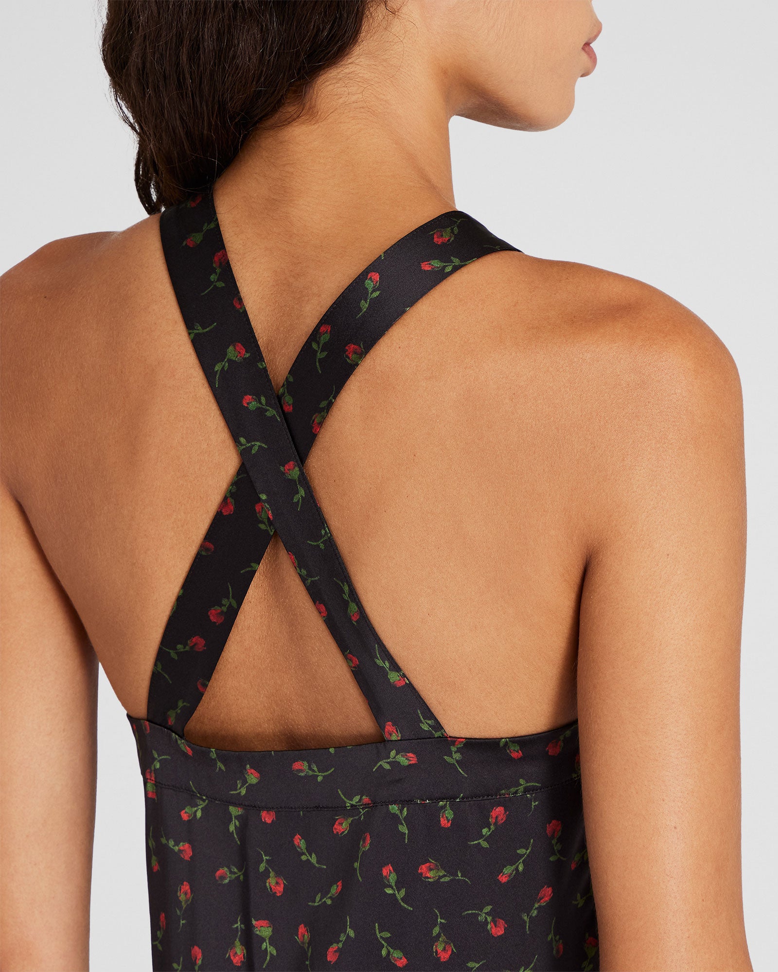 CLUB MONACO - Robe en soie à col en V et à fleurs - Porto