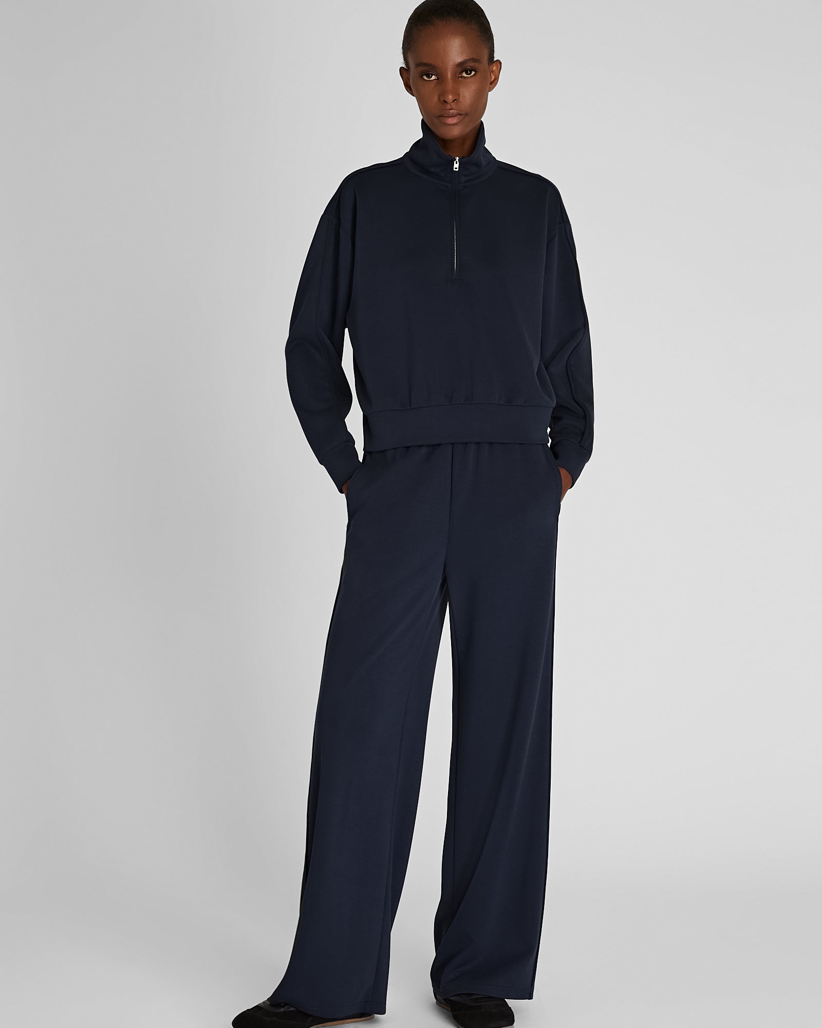 CLUB MONACO - Pantalon de plongée à jambes larges lavé au sable - Marine crépusculaire