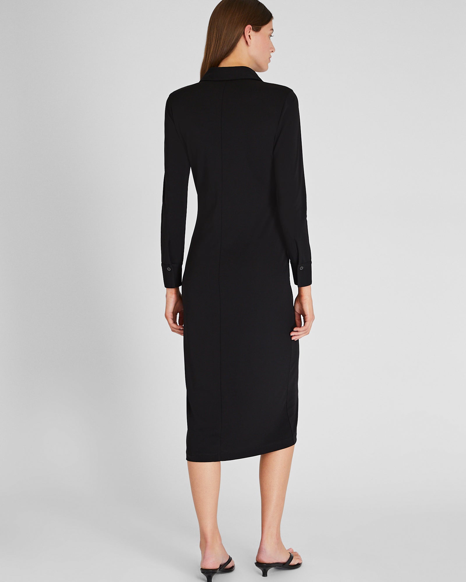 CLUB MONACO - Robe longue en tricot à col polo - Noir